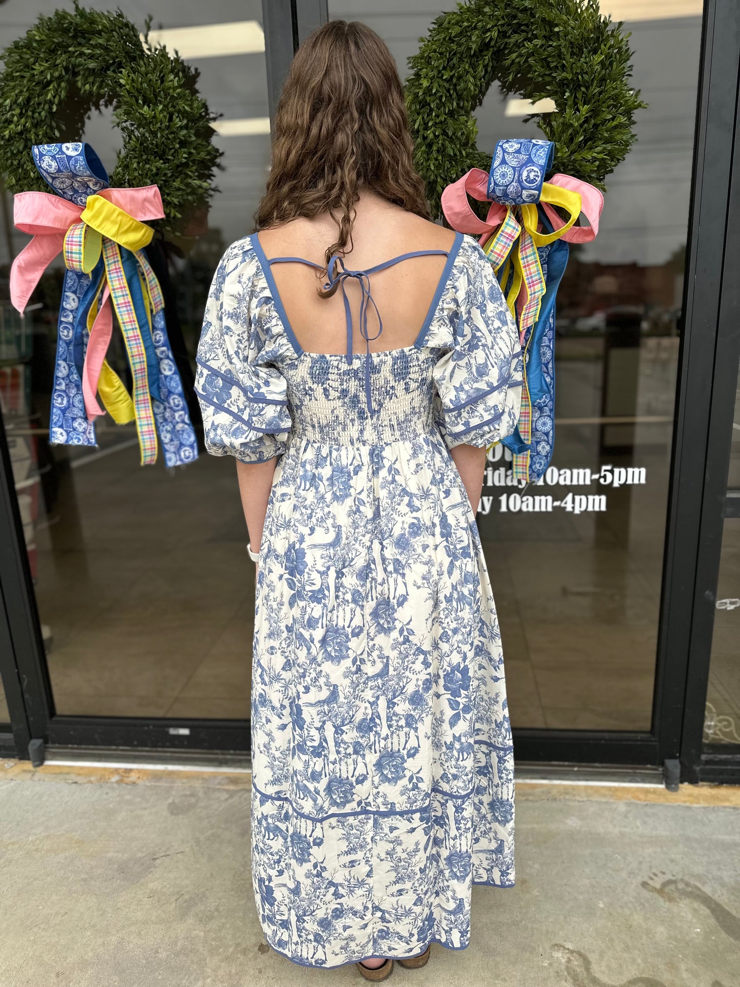 Blue Toile Maxi Dress
