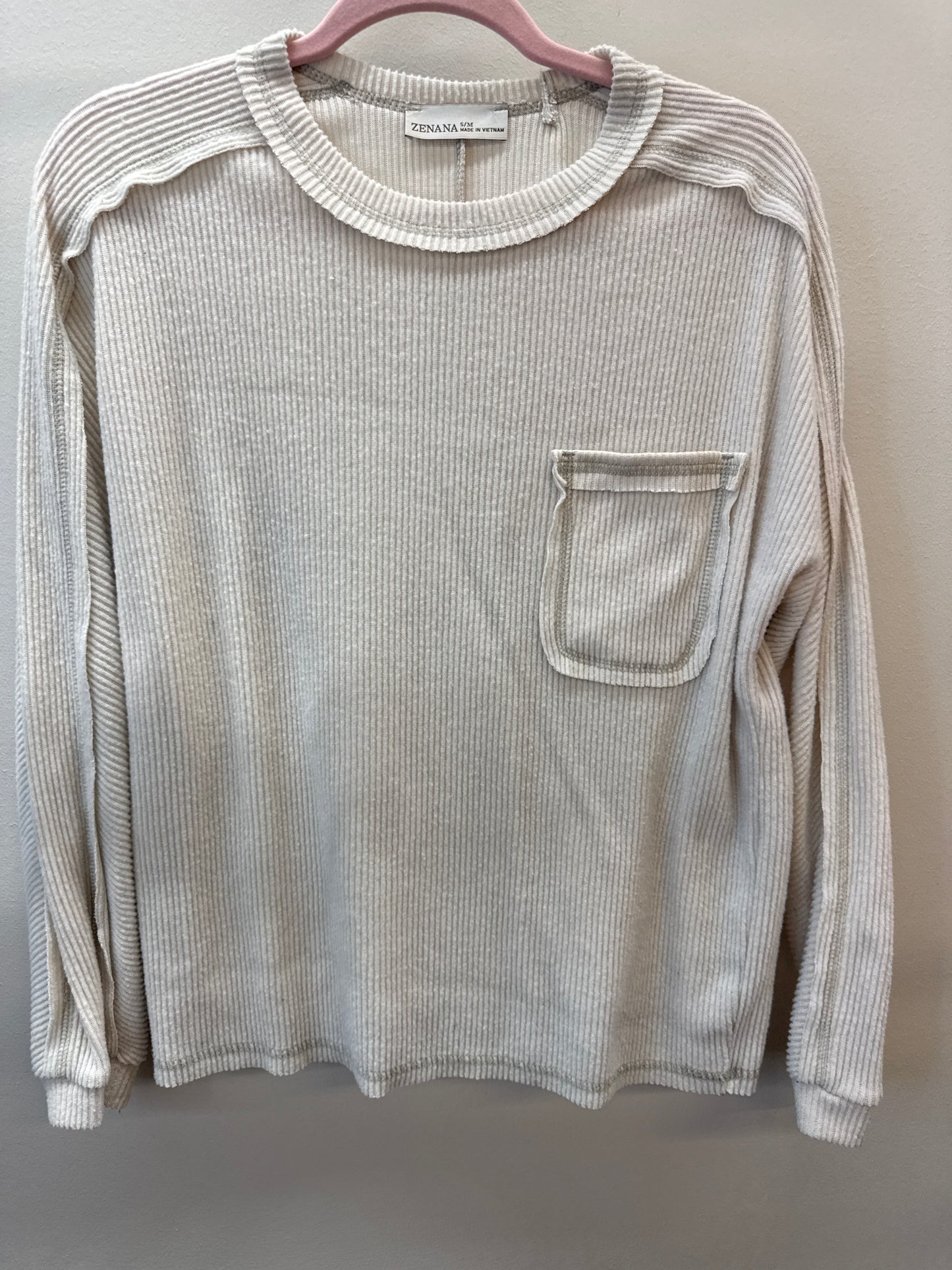 PK*0009 Zanana Ribbed Cream Top - S/M