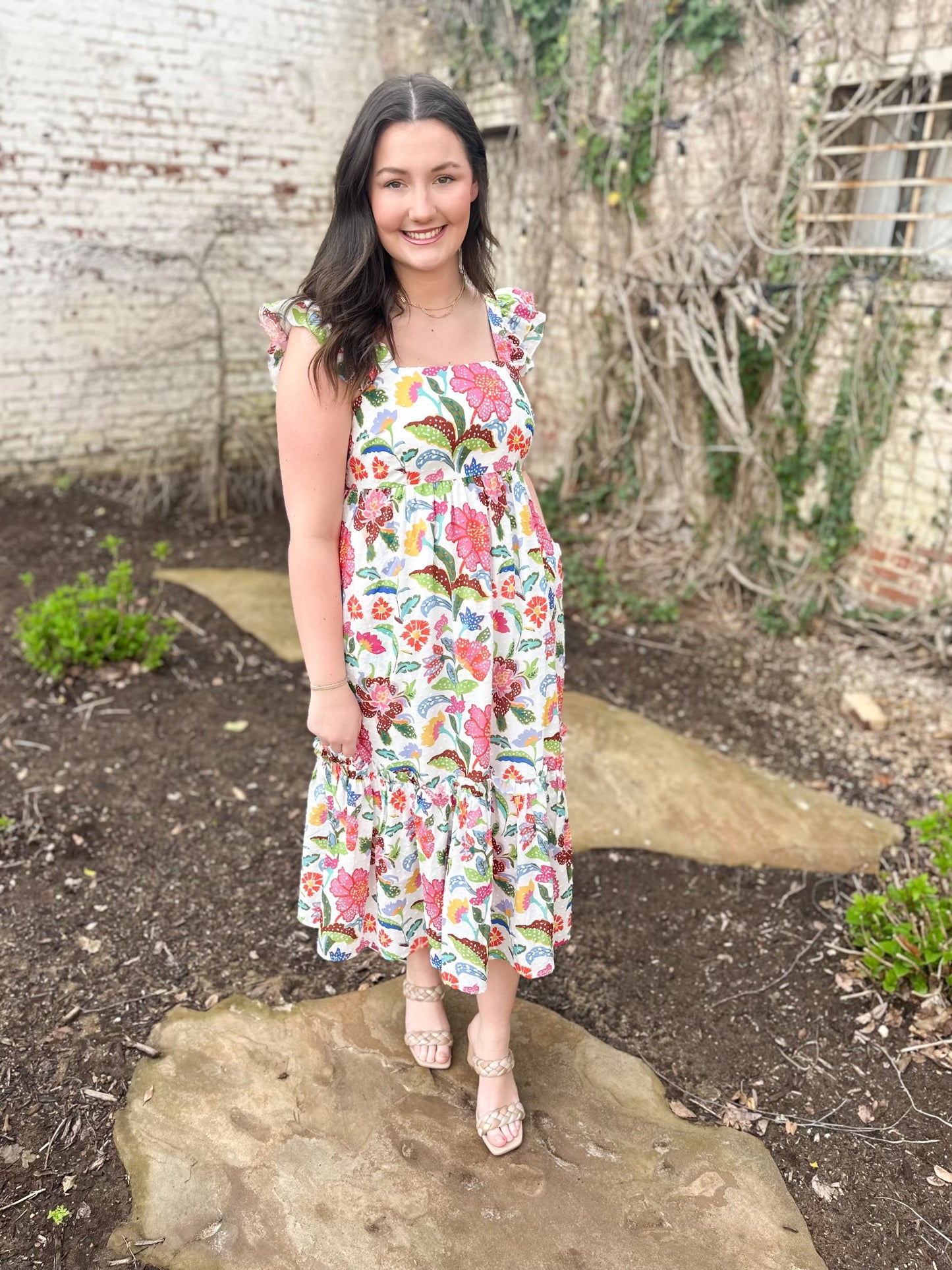 CROSBY Bryce Dress - Botanical Garden White