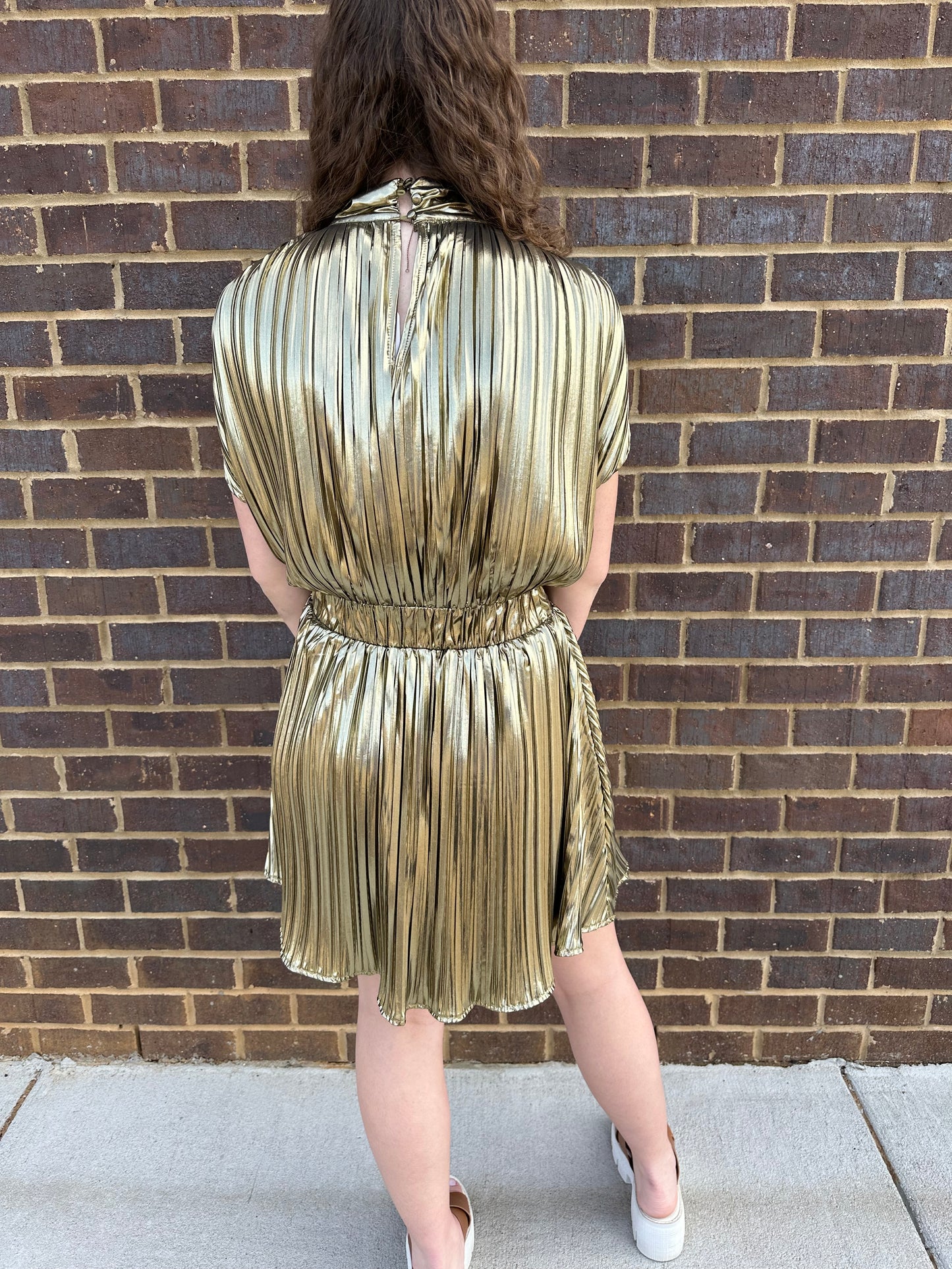 Gold Ruched Mini Dress