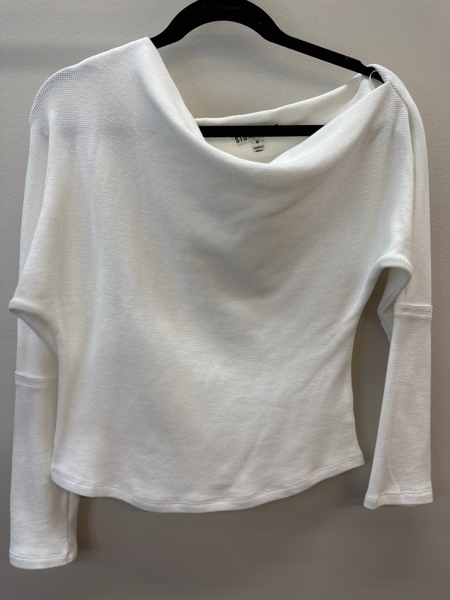 PK 0004 White Waffle Knot Top- Medium