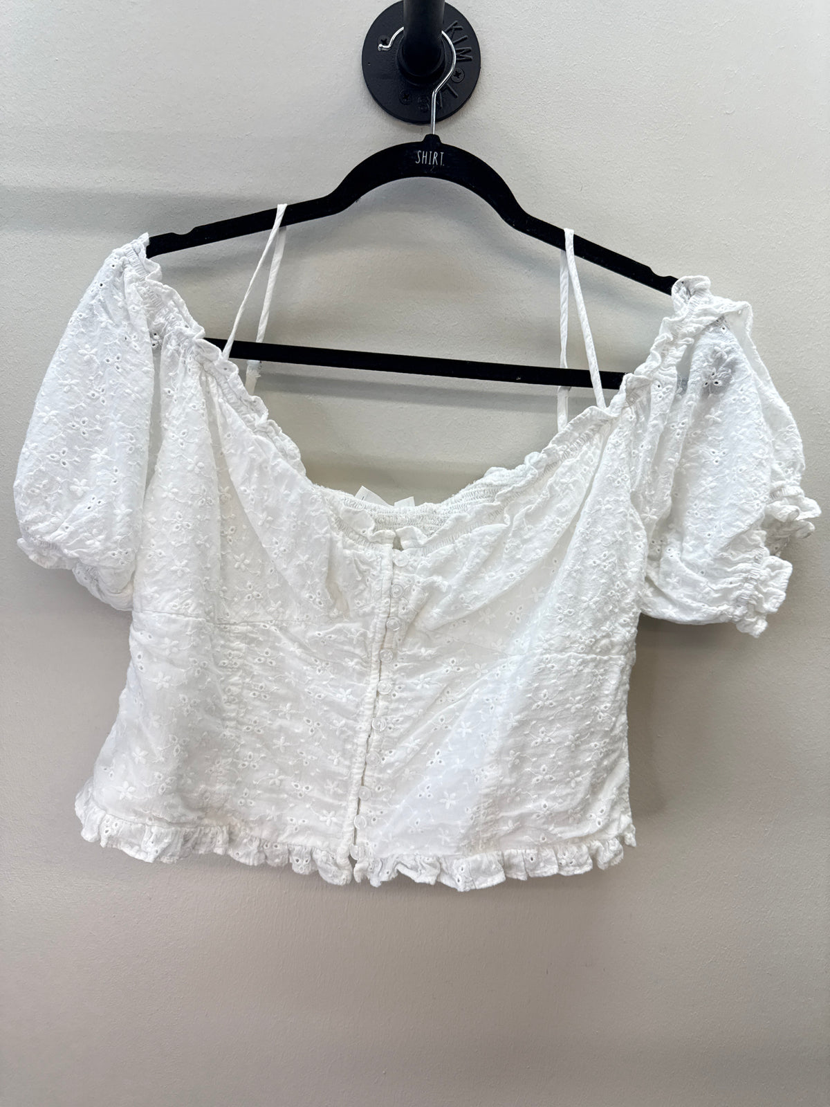 GR*0016 White Eyelet Top - XL