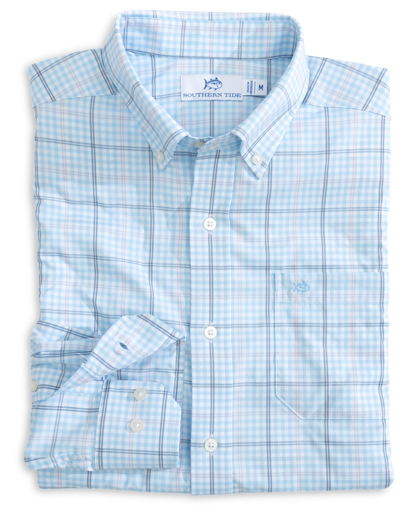 brrr° Intercoastal Rainer Check LS Sport Shirt - Clearwater Blue