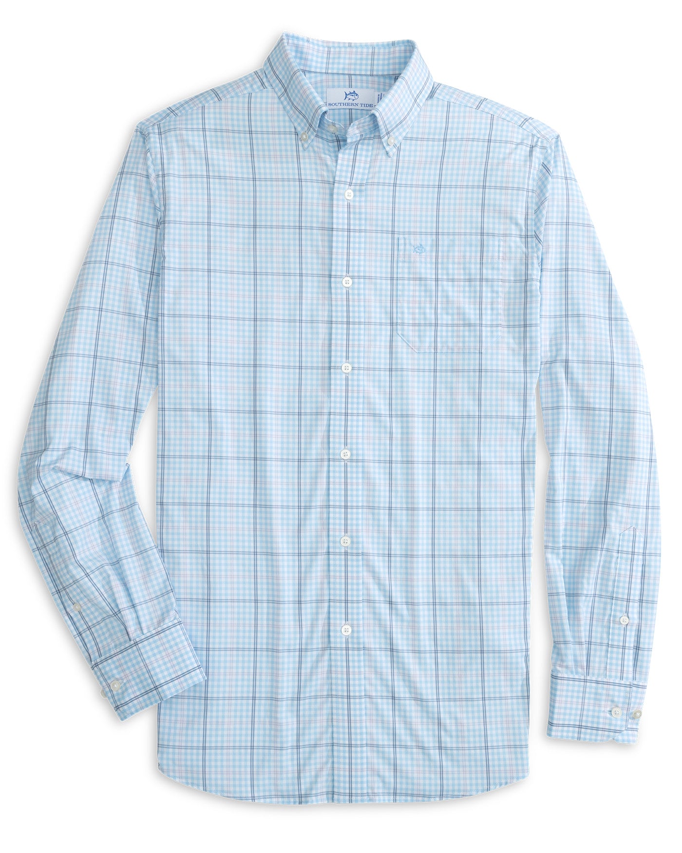 brrr° Intercoastal Rainer Check LS Sport Shirt - Clearwater Blue