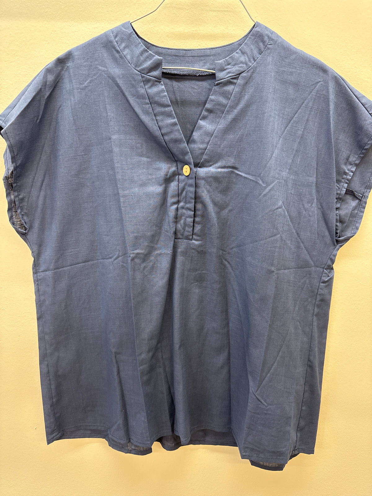 BL 0013 Navy Linen Top - Medium