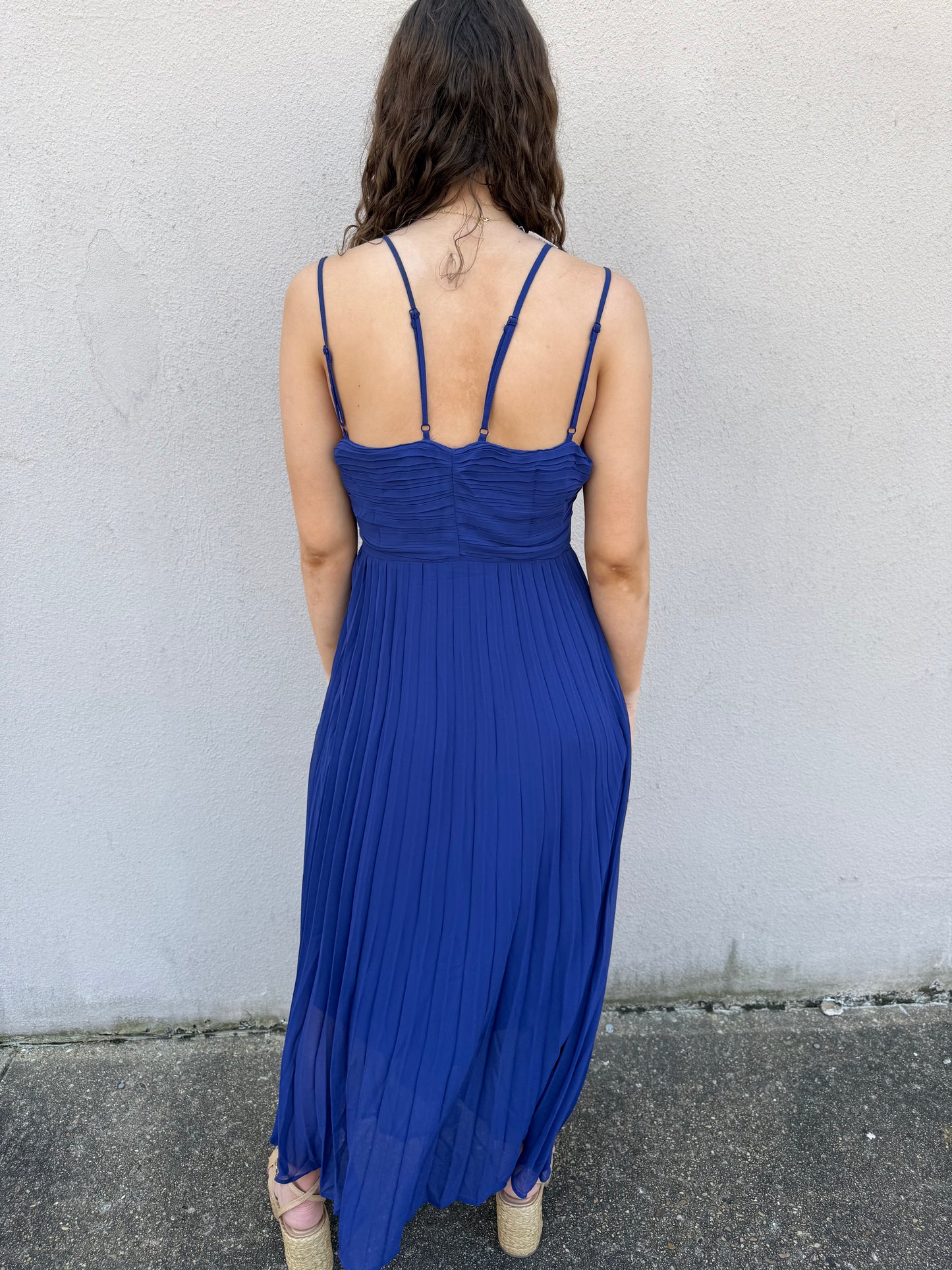 Royal Pleated Chiffon Dress