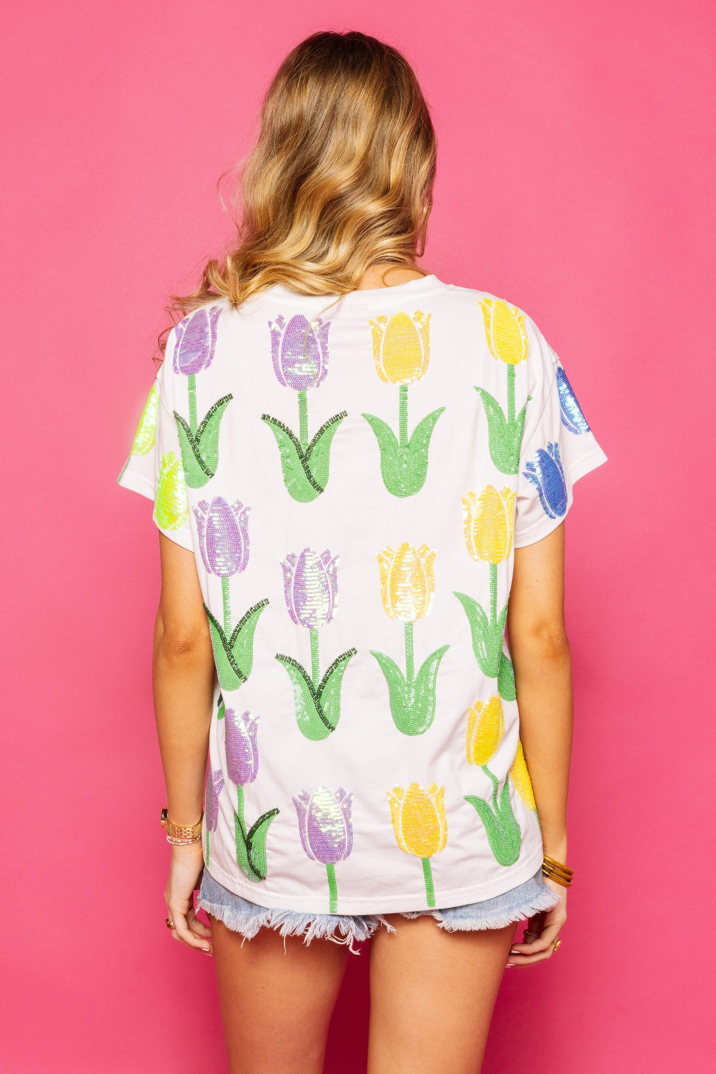 Queen of Sparkles White Multi Tulip Tee