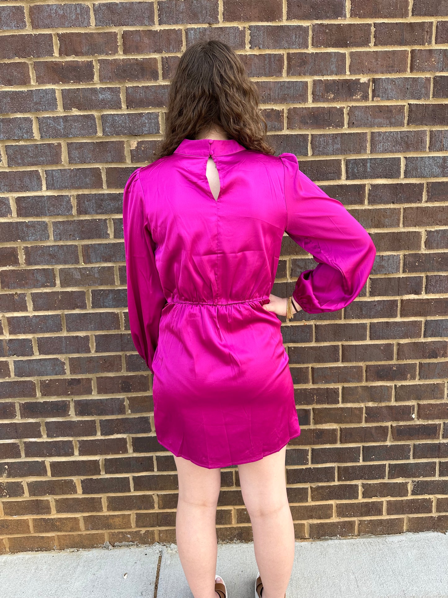 Plum Mock Neck Wrap Dress