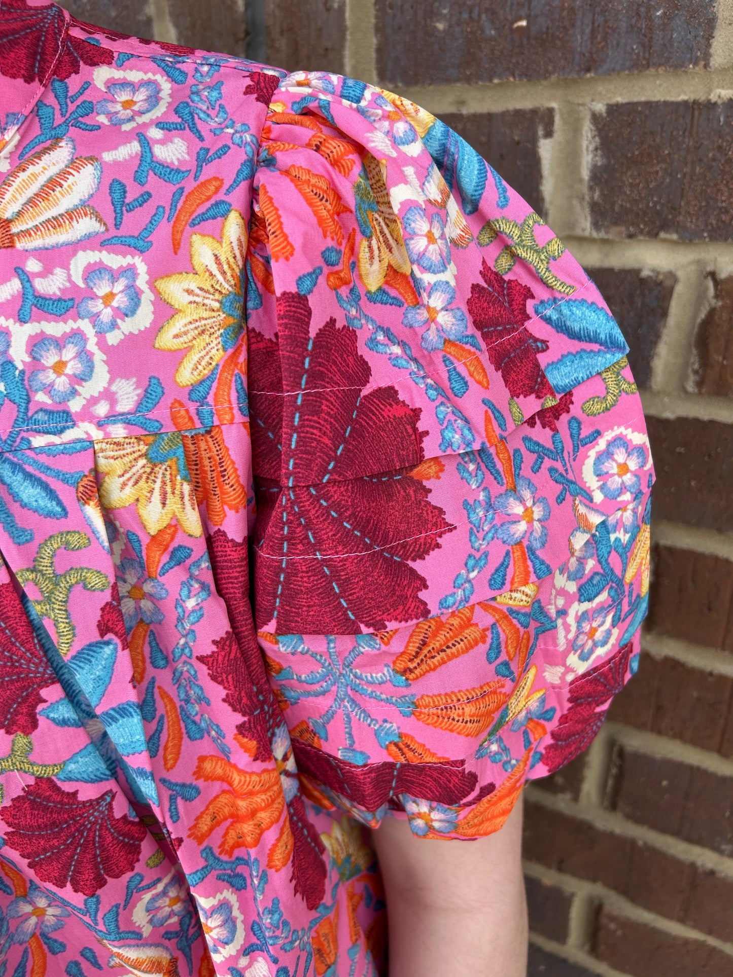 Pleated Floral Top