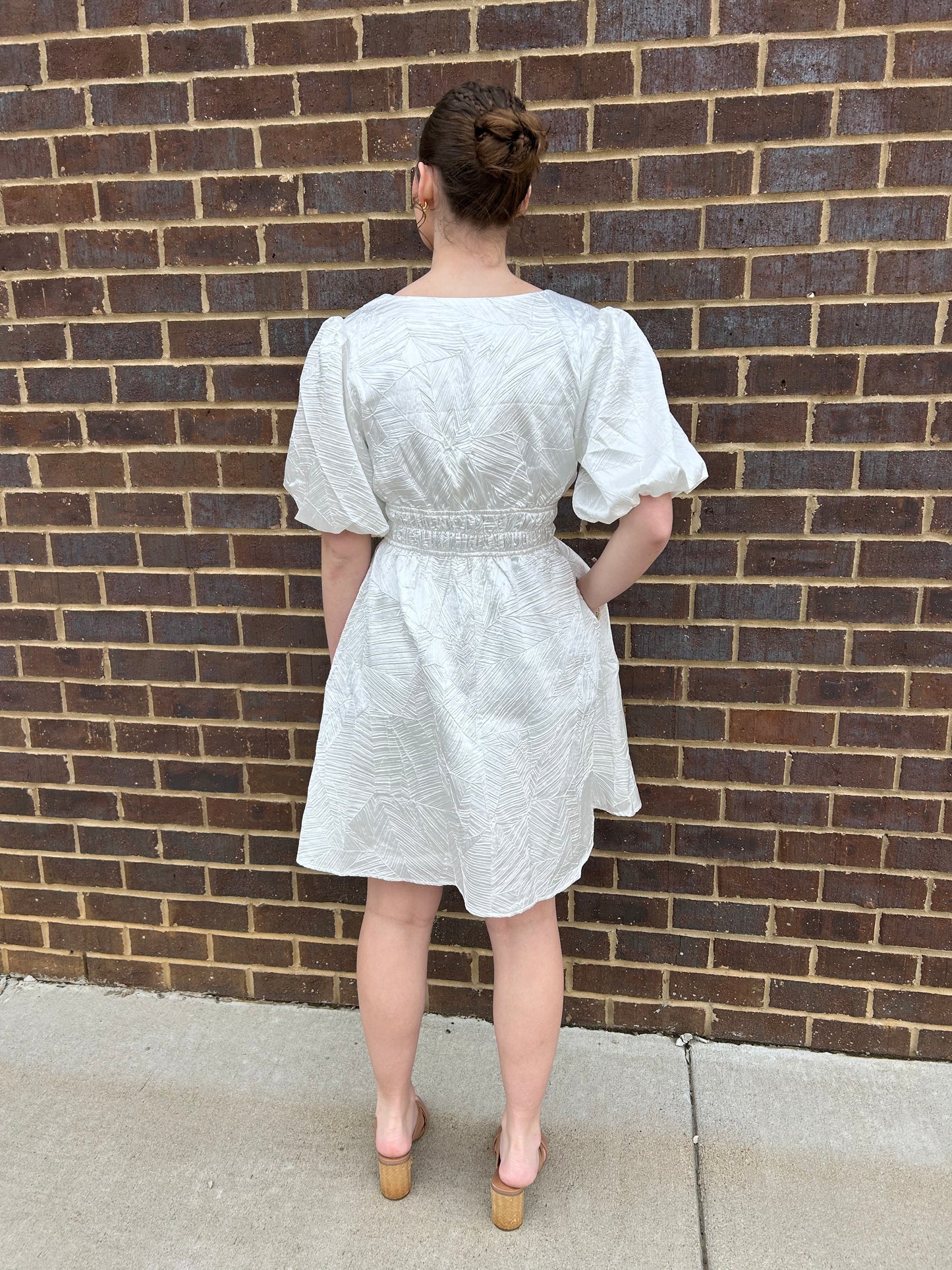 White Satin Crinkle Dress
