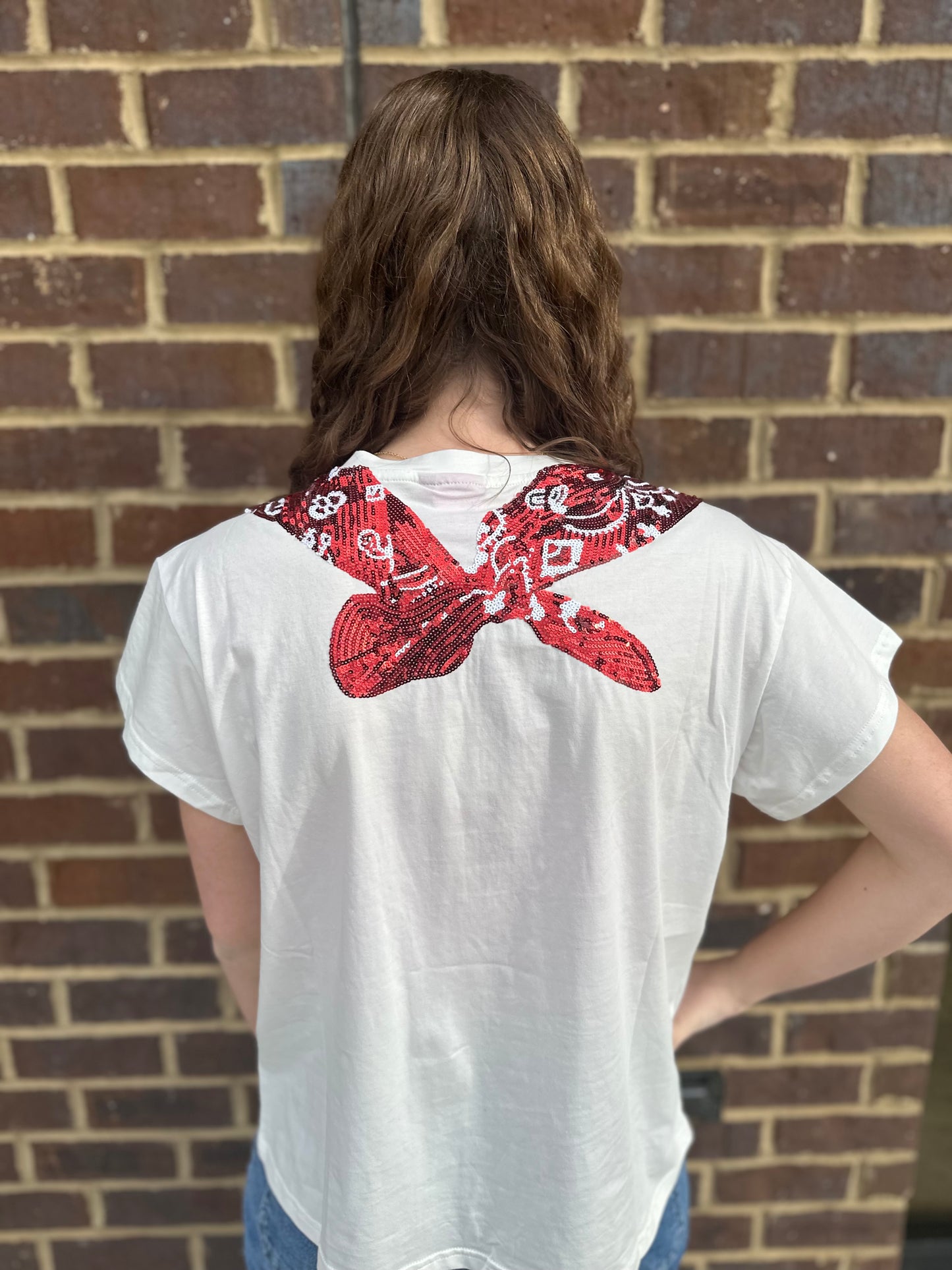 Queen of Sparkles White Bandana & Fringe Tee