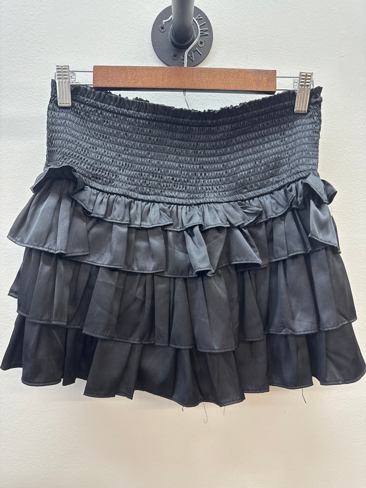 OR 0015 Black Smocked Ruffle Skort - Medium