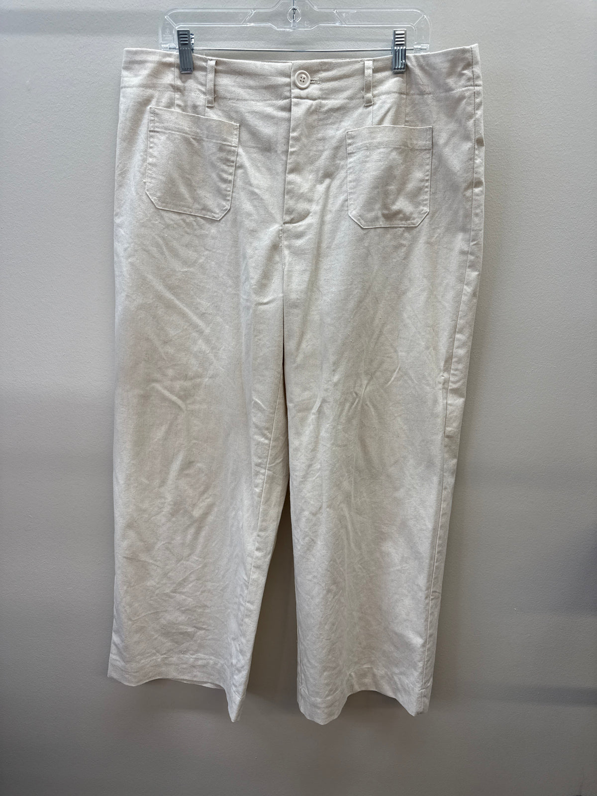 BL 0014 Khaki Linen Wideleg Pants - sz 16