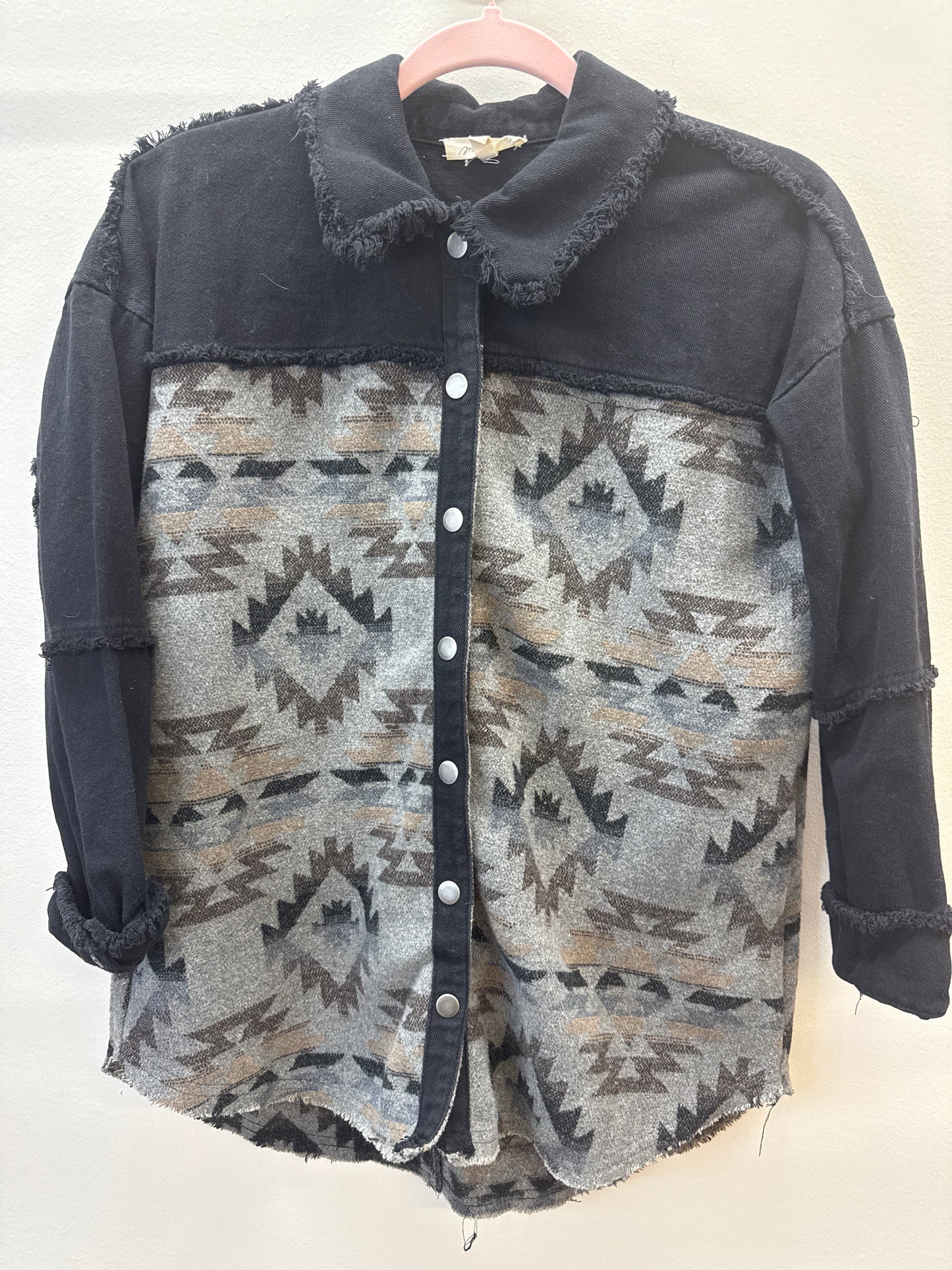 PK*0009 Mystree Aztec Denim Jacket - Small