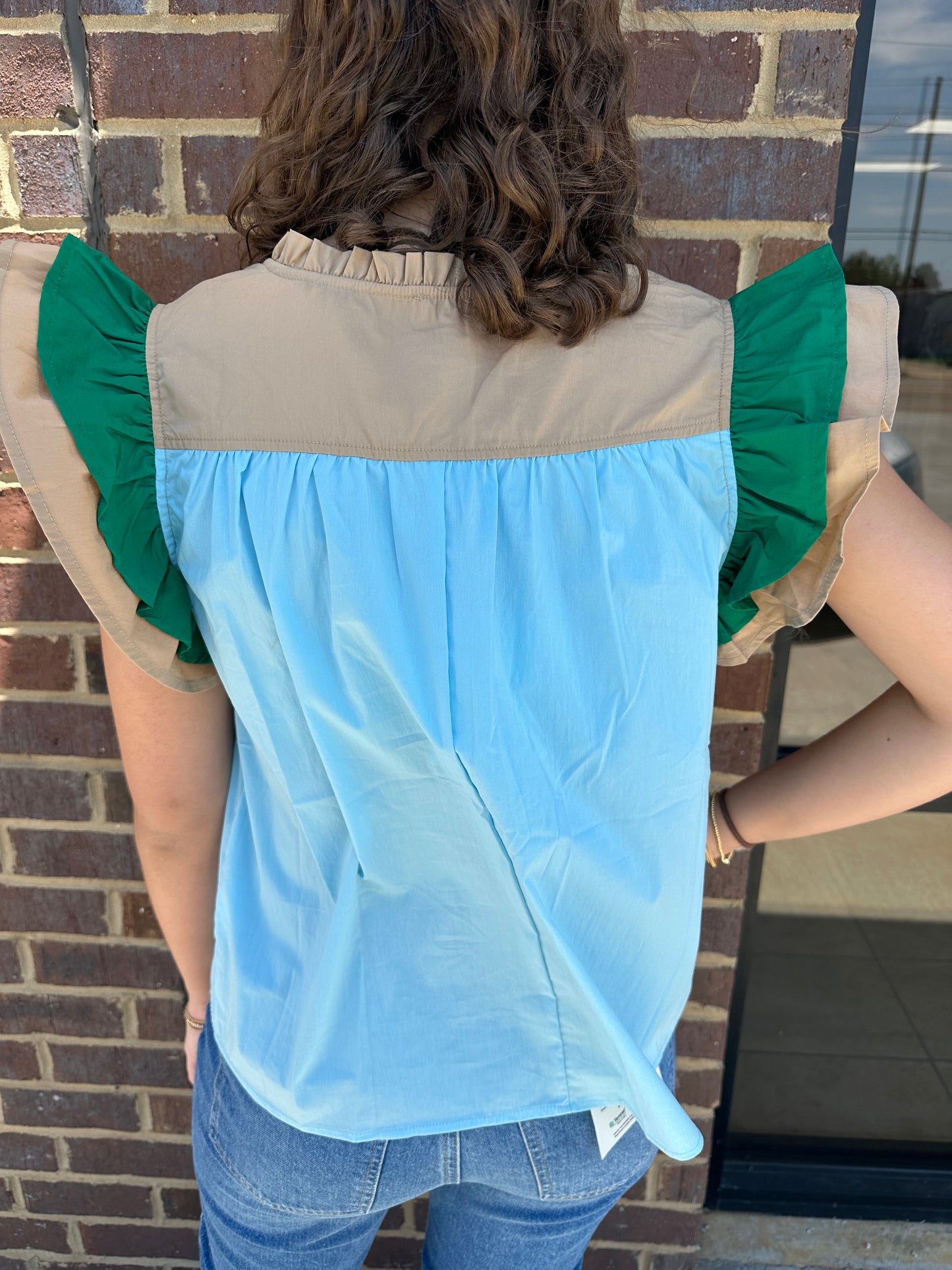 Blue Color Block Top