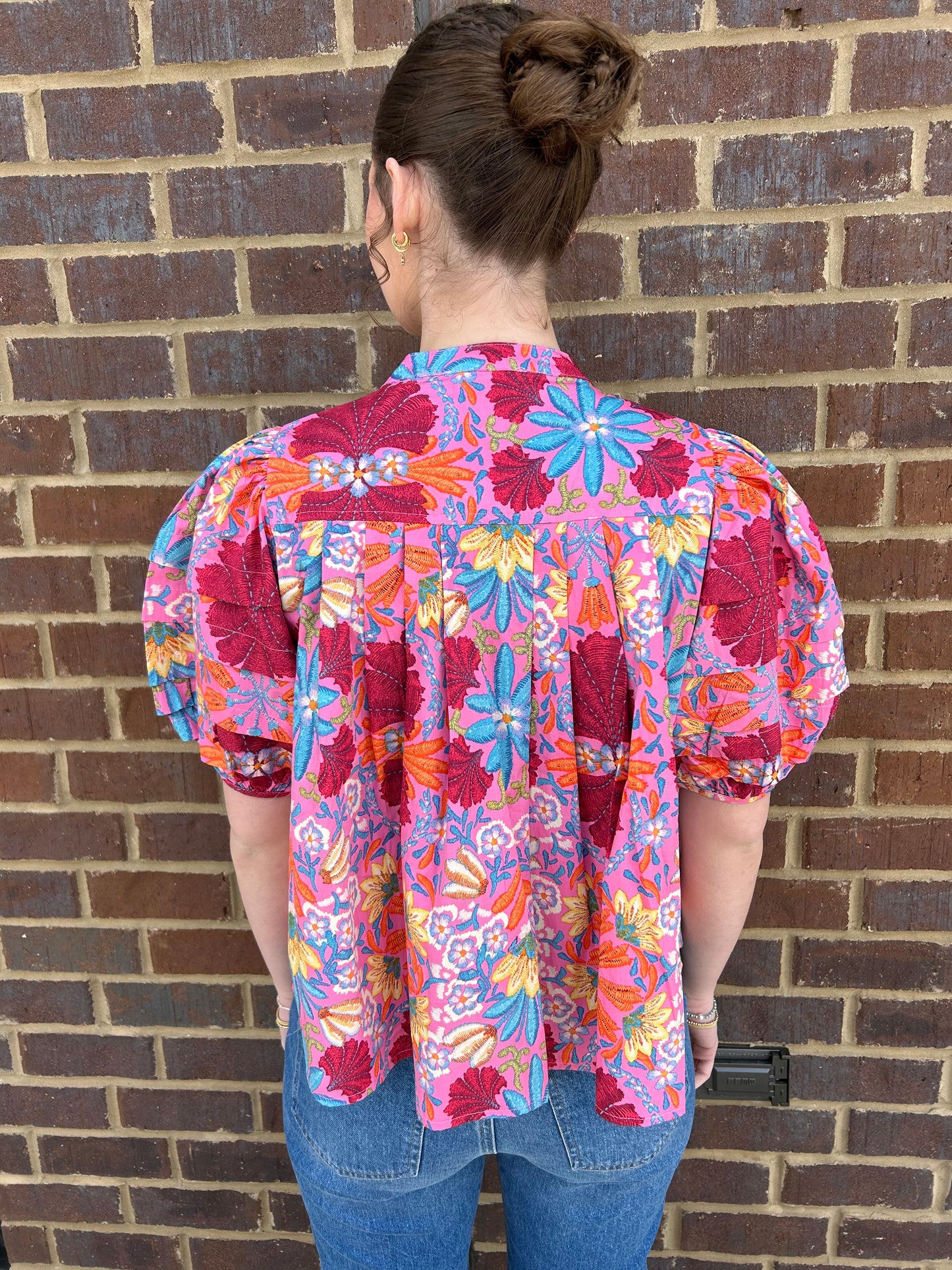Pleated Floral Top