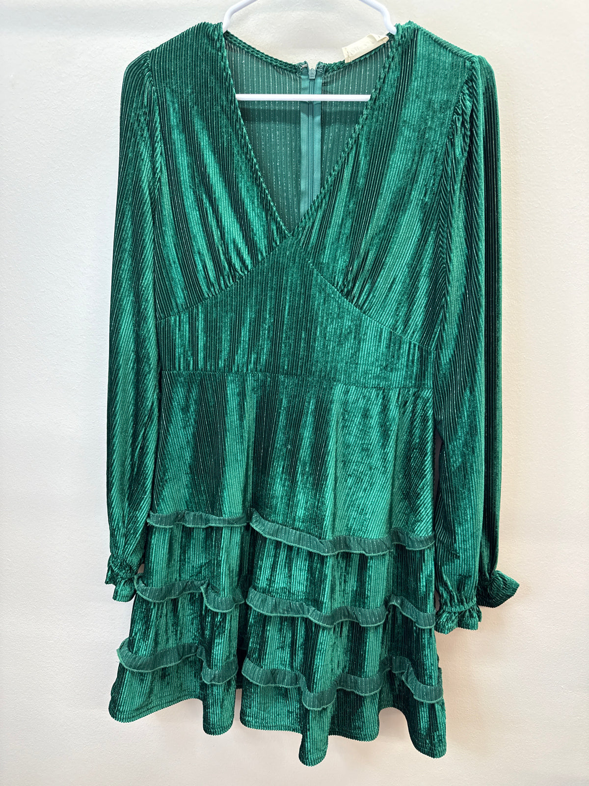 PK 0007 Green Velvet Dress - Medium