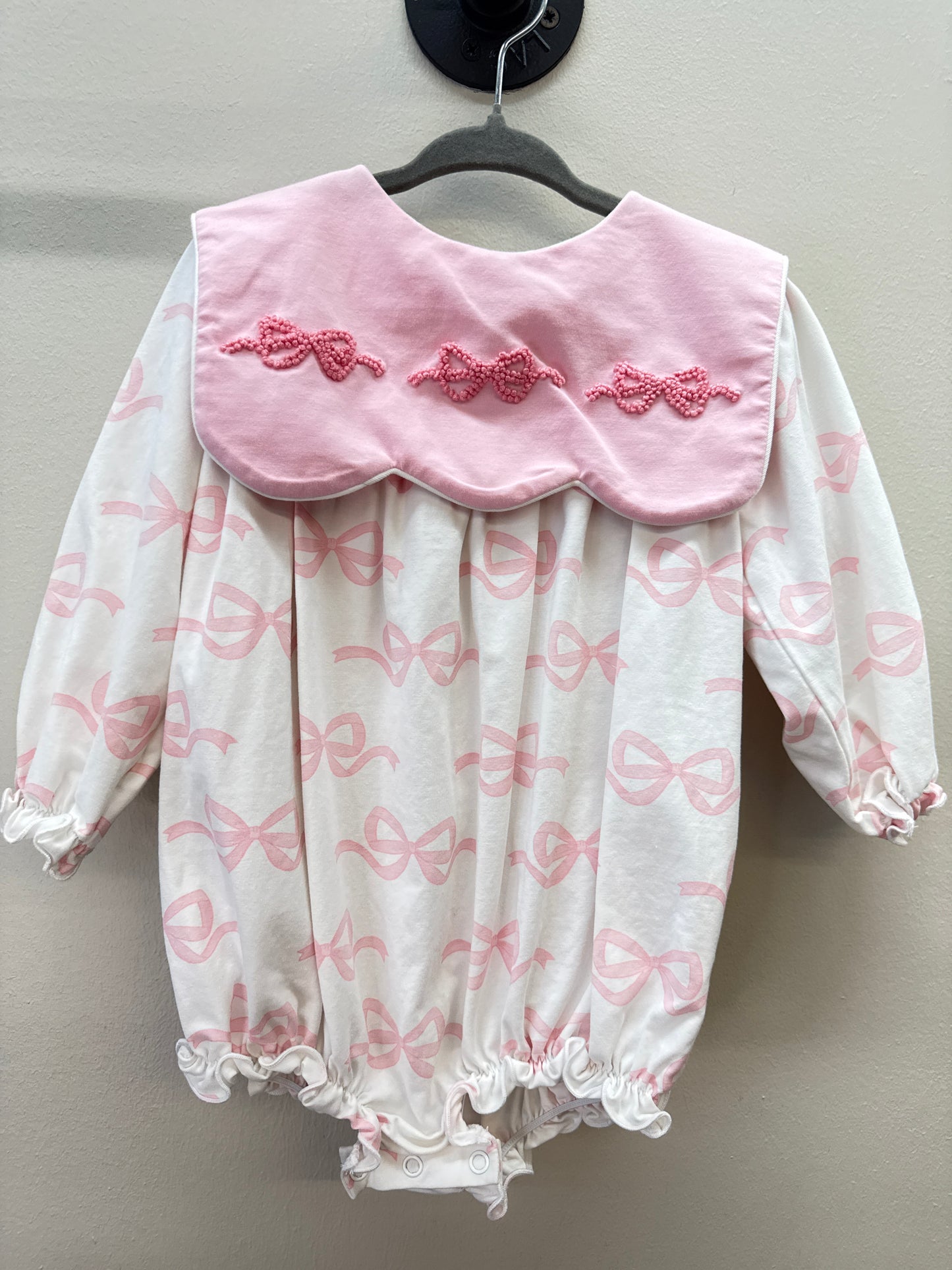 GR*0016 Pink Bow Knit LS Bubble - 2T