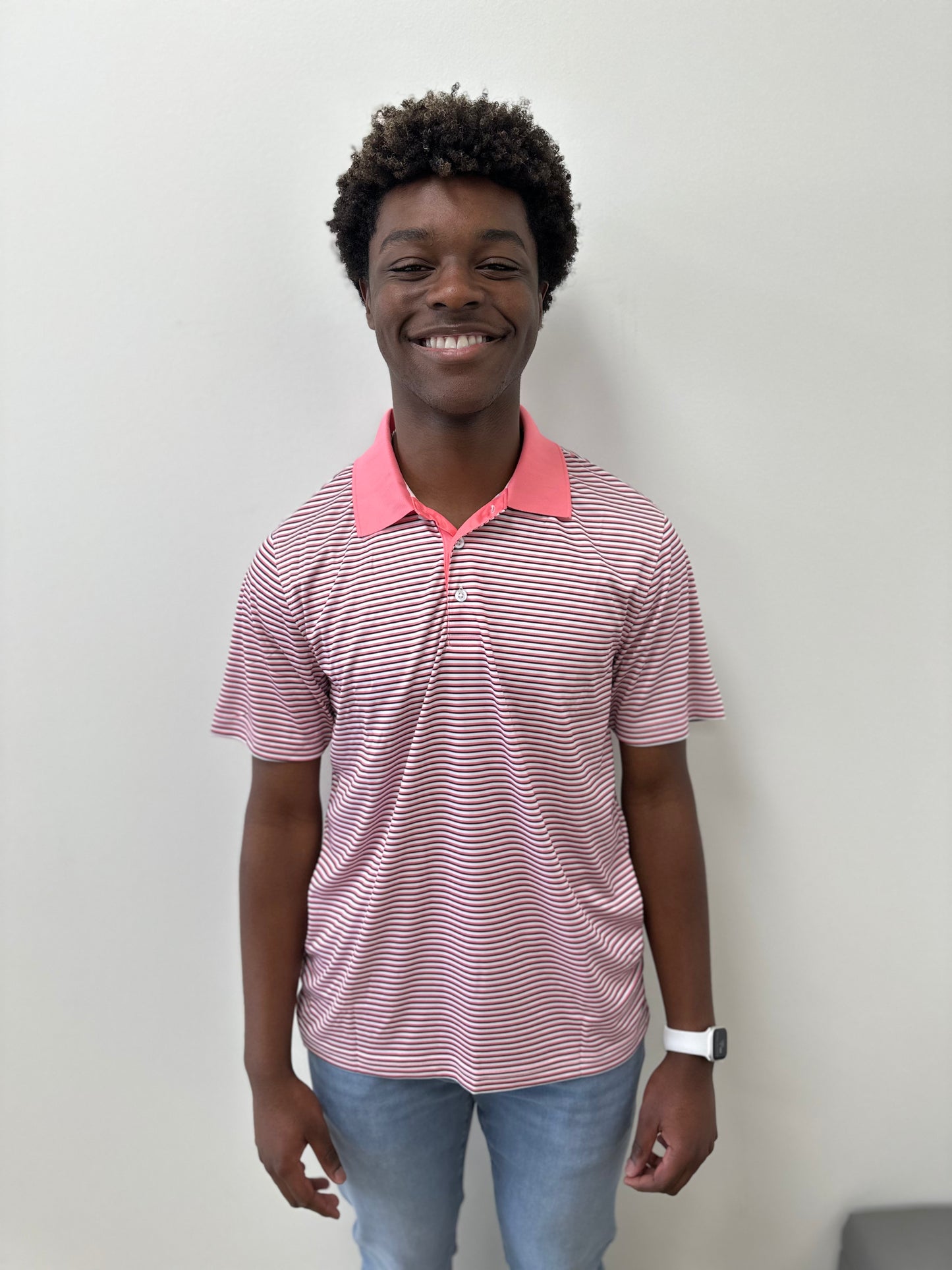 Rose Stripe Performance Polo