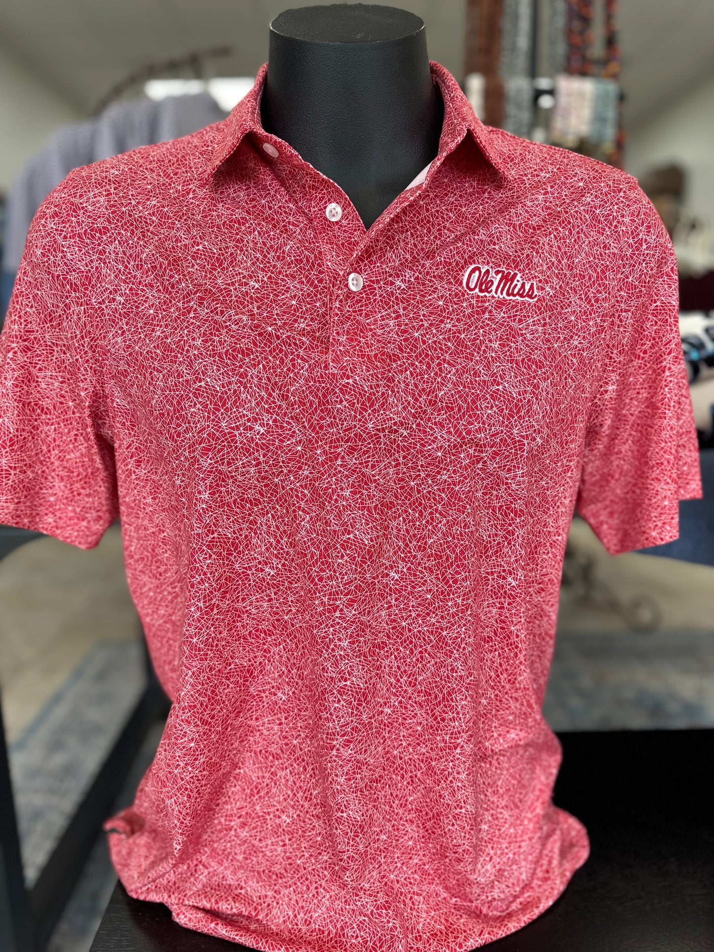 Ole Miss Red Constellation Print Polo