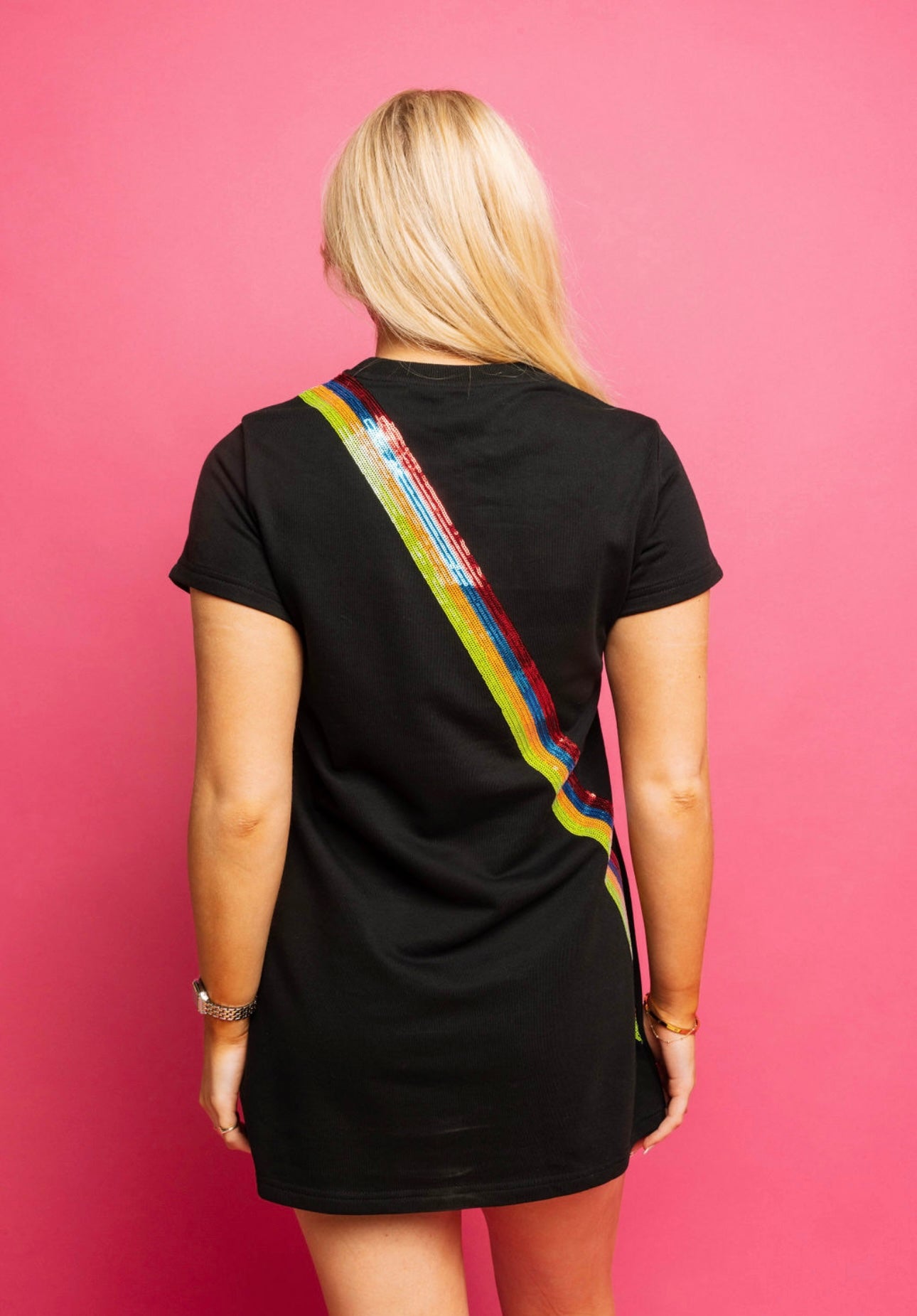 Queen of Sparkles Black Guitar Strap Tee Dress