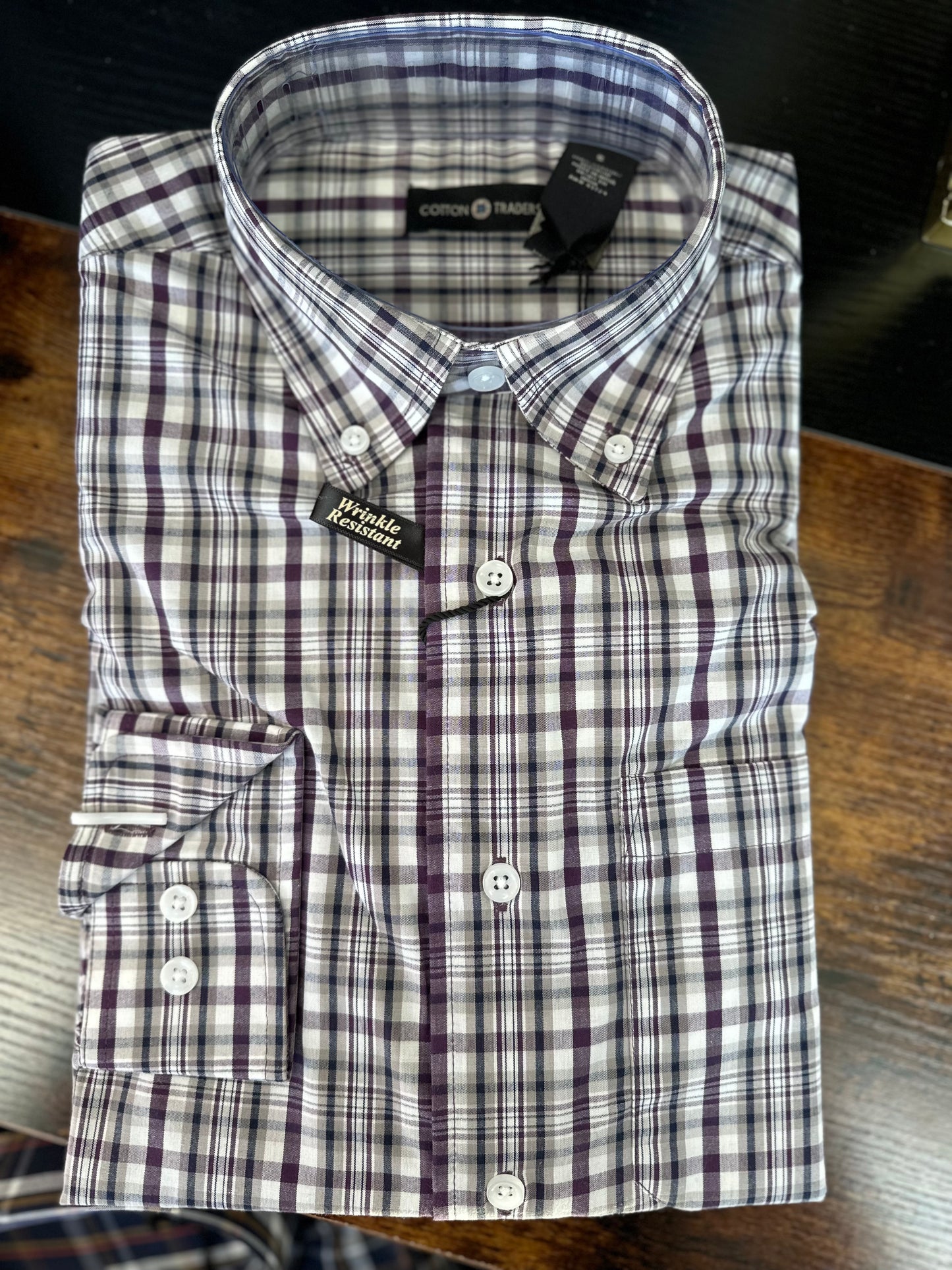 Long Sleeve Plaid Button Up - Plum