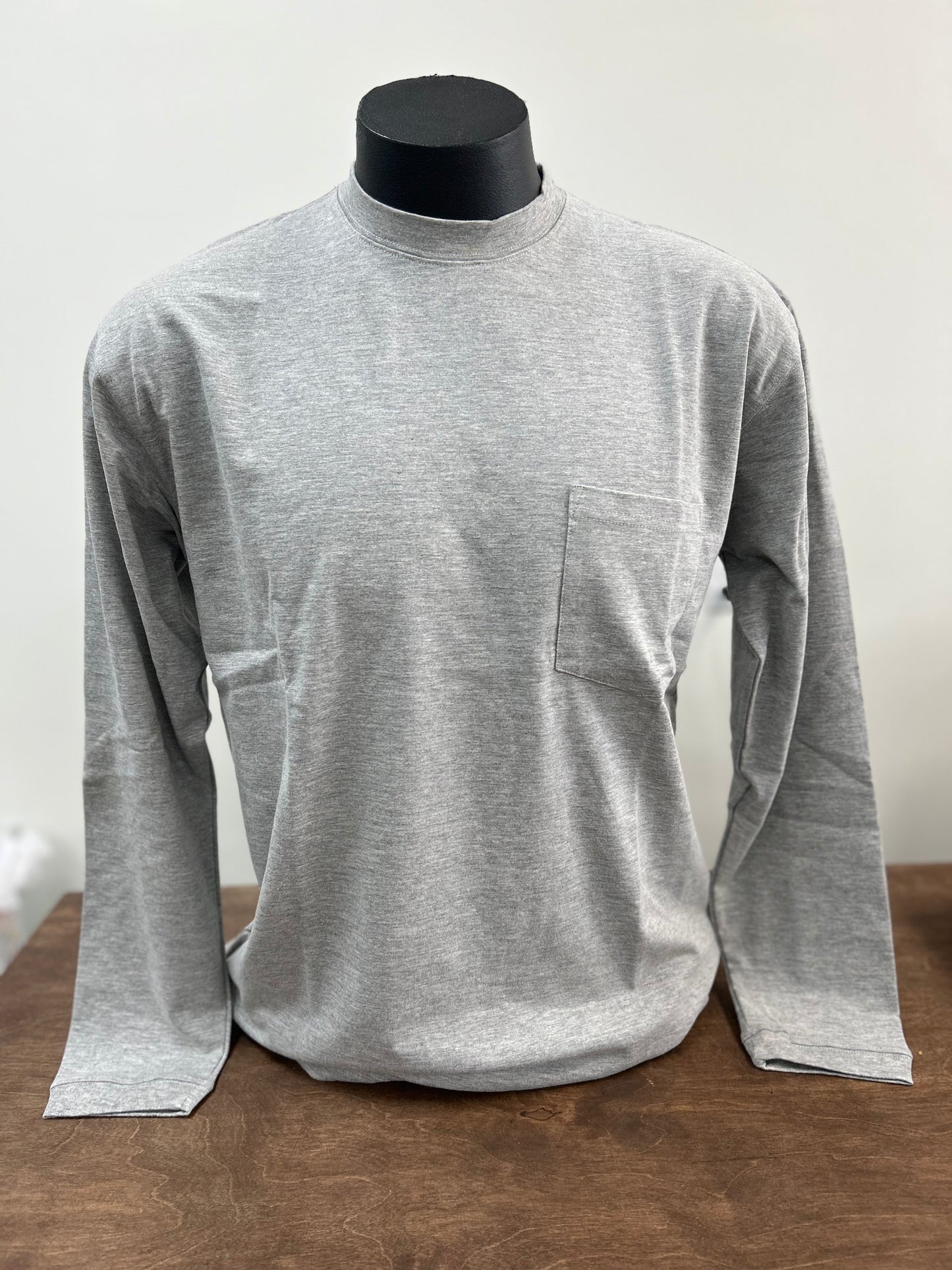 Long Sleeve Pocket Tee - Grey Heather