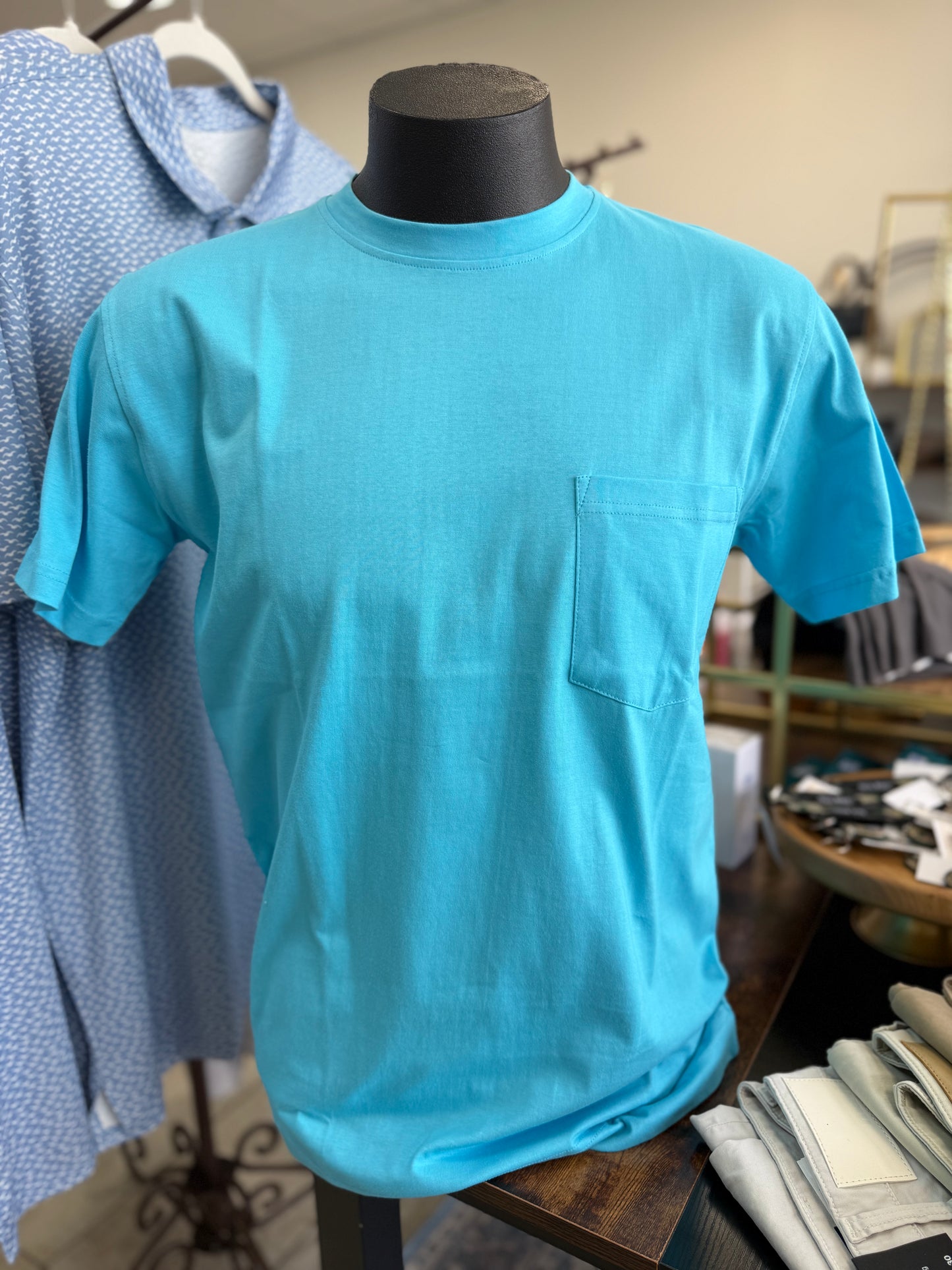 Short Sleeve Pocket Tee - Aqua