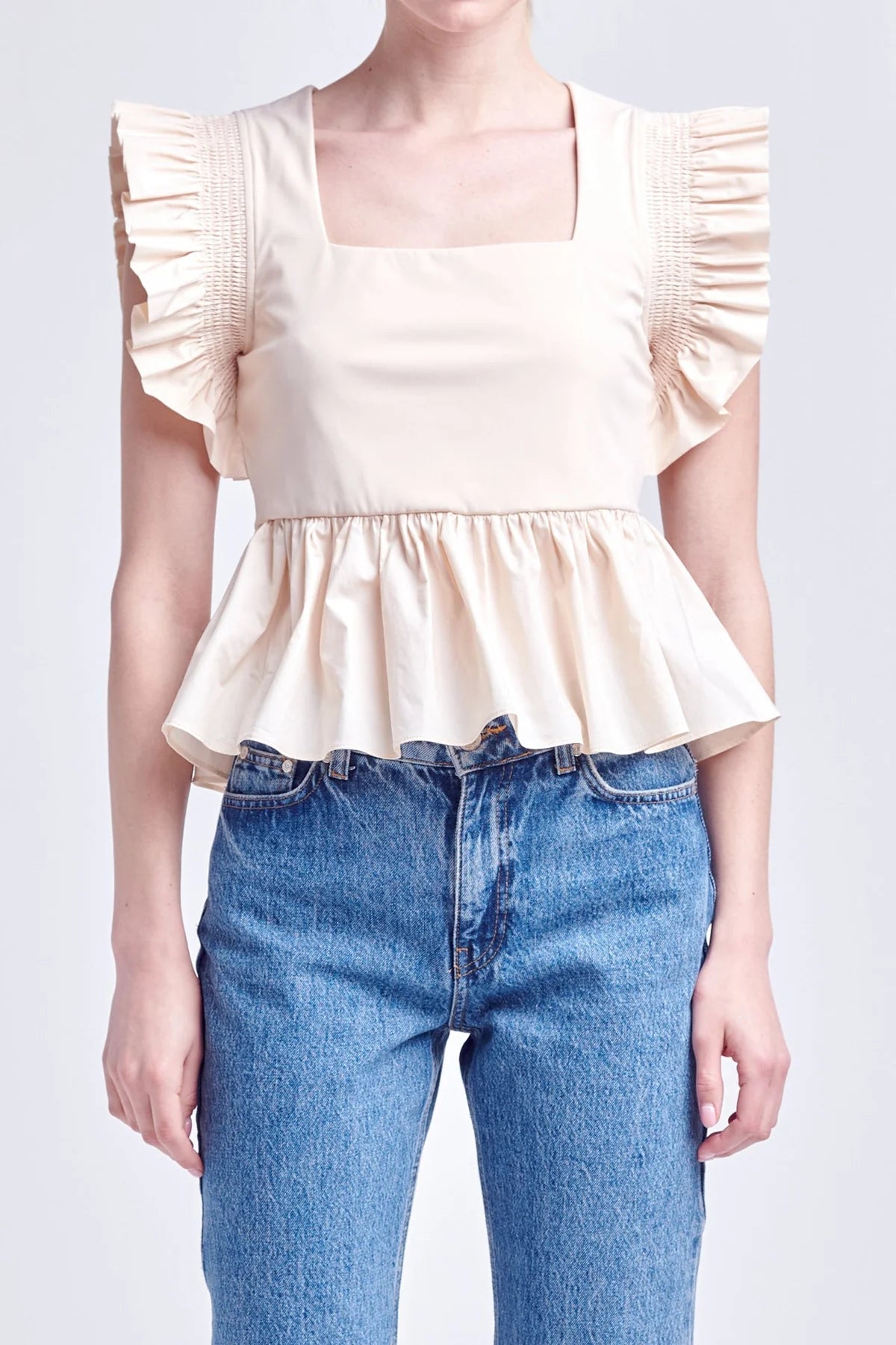 Square Neckline Ruffled Top