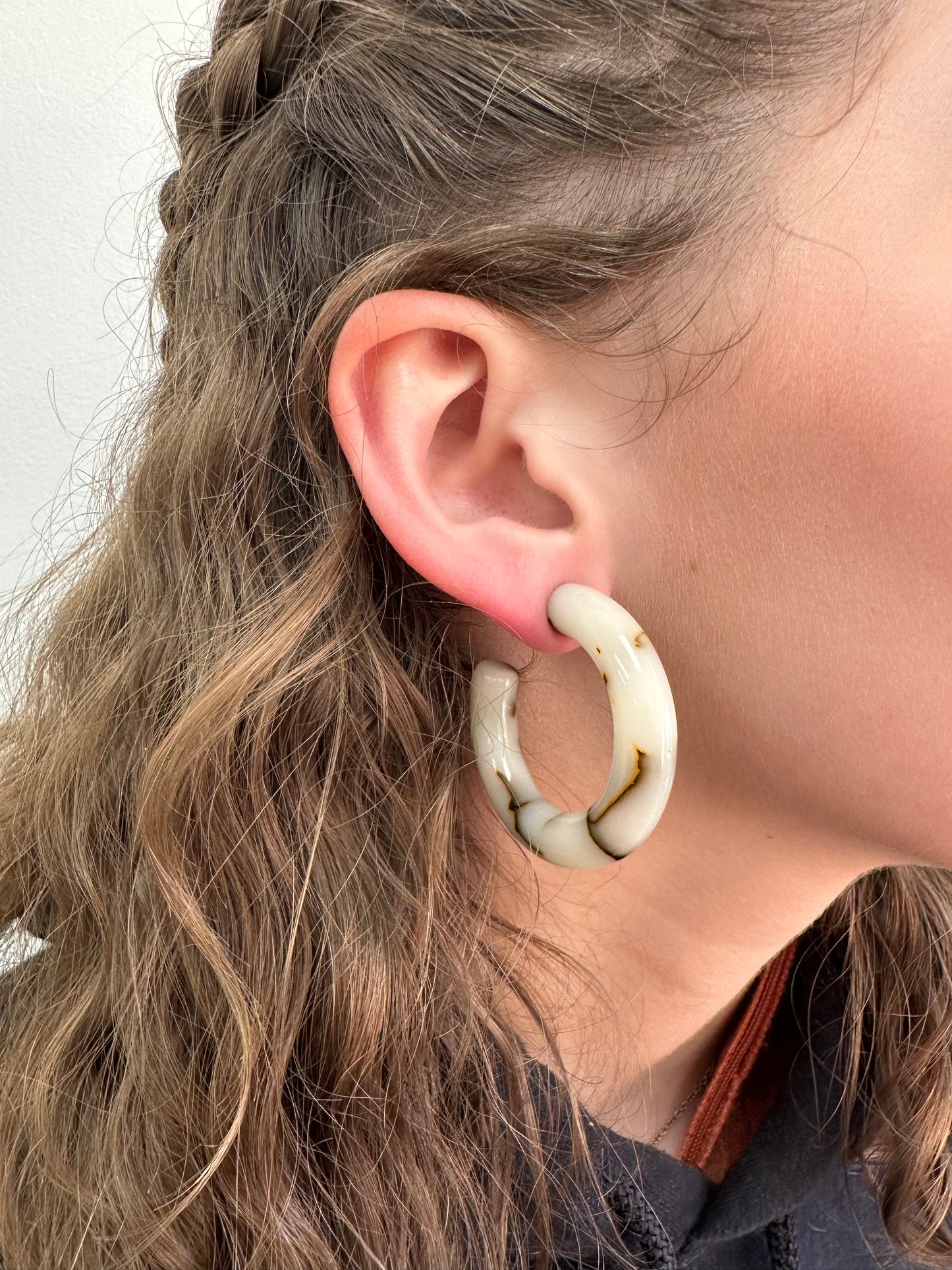 Brown/Clear Hoop Earrings