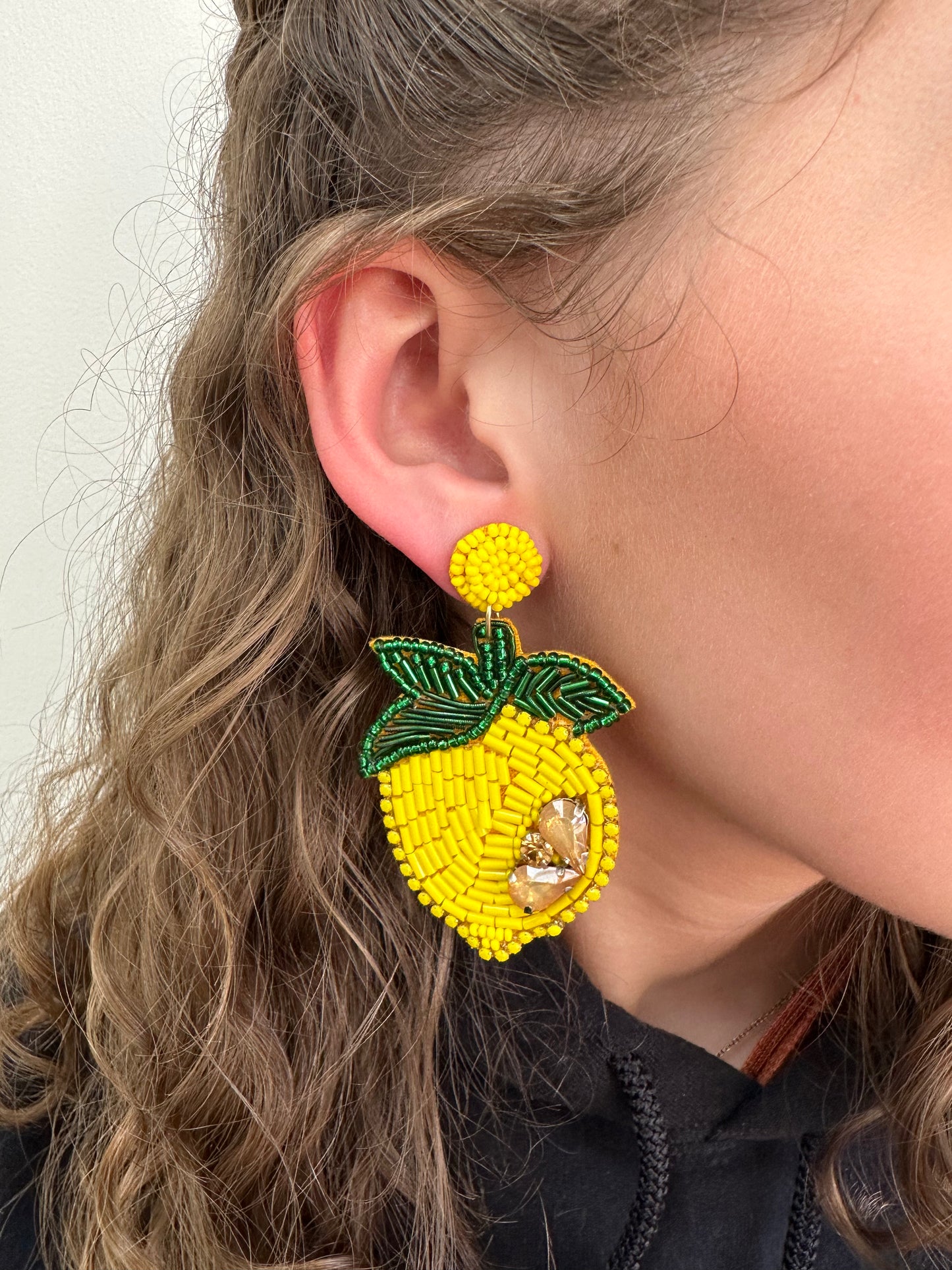 Lemon Beaded Earrings