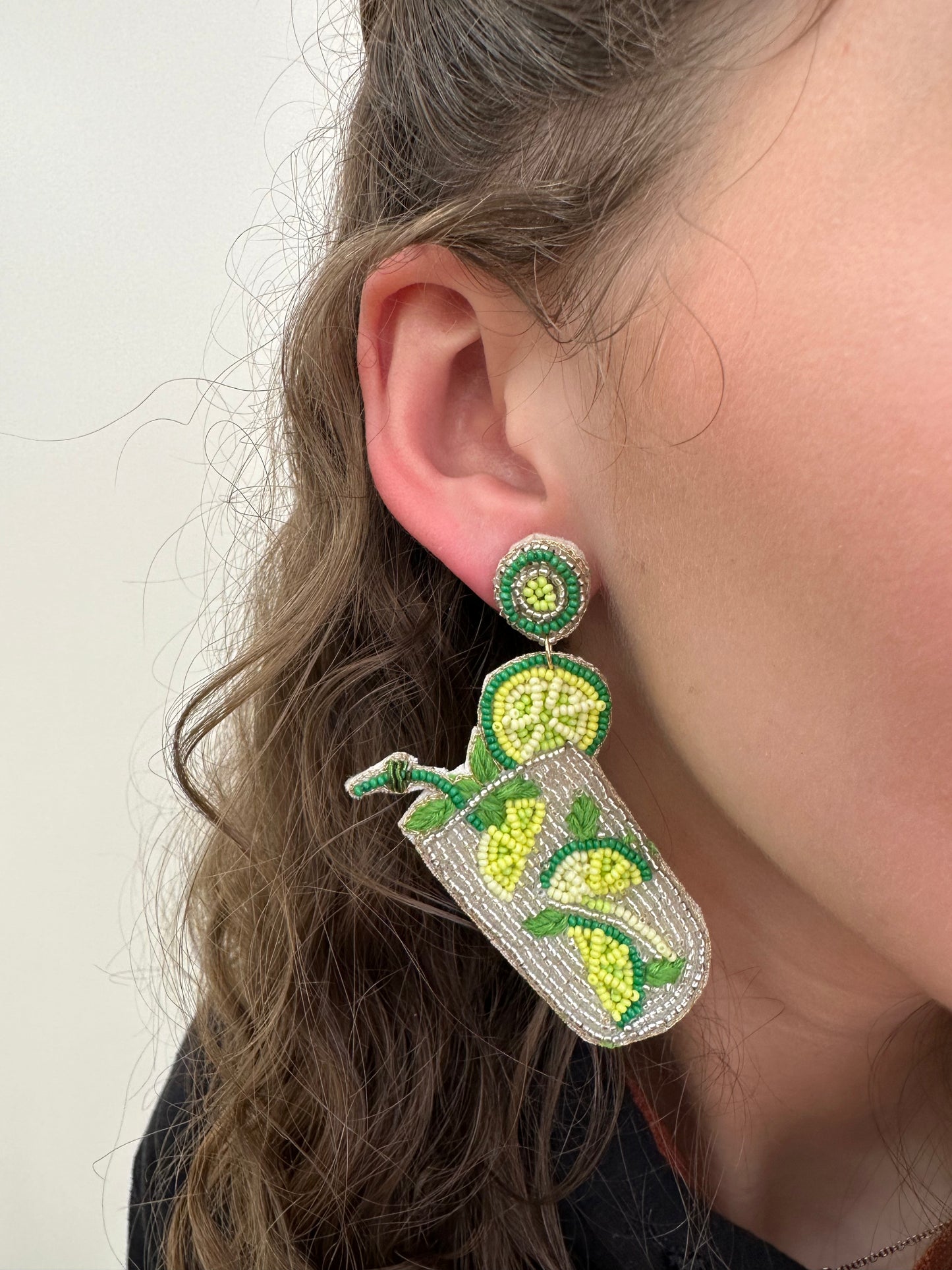 Lime Glass Beaded Earrings