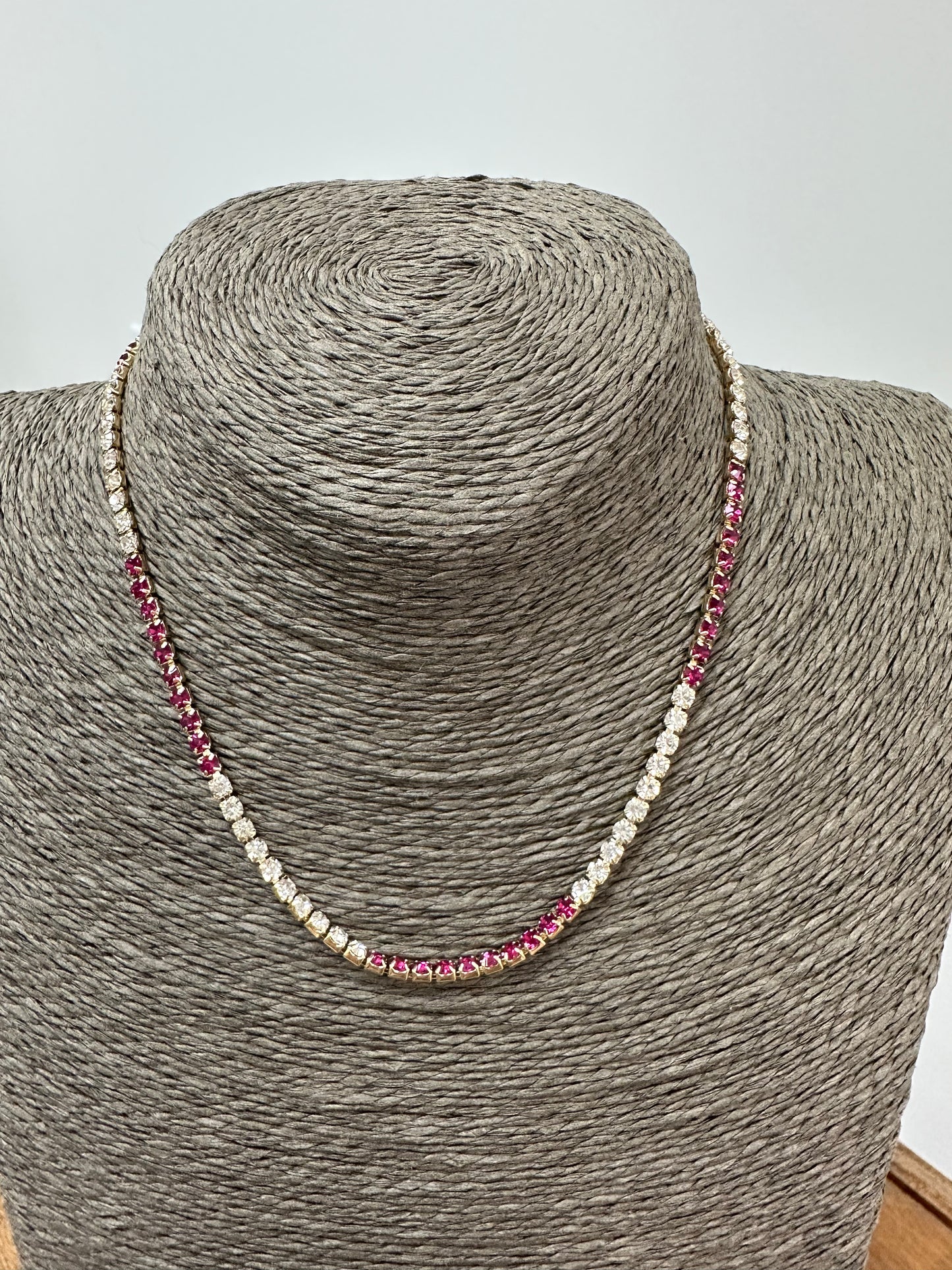 CZ Diamond & Pink Necklace