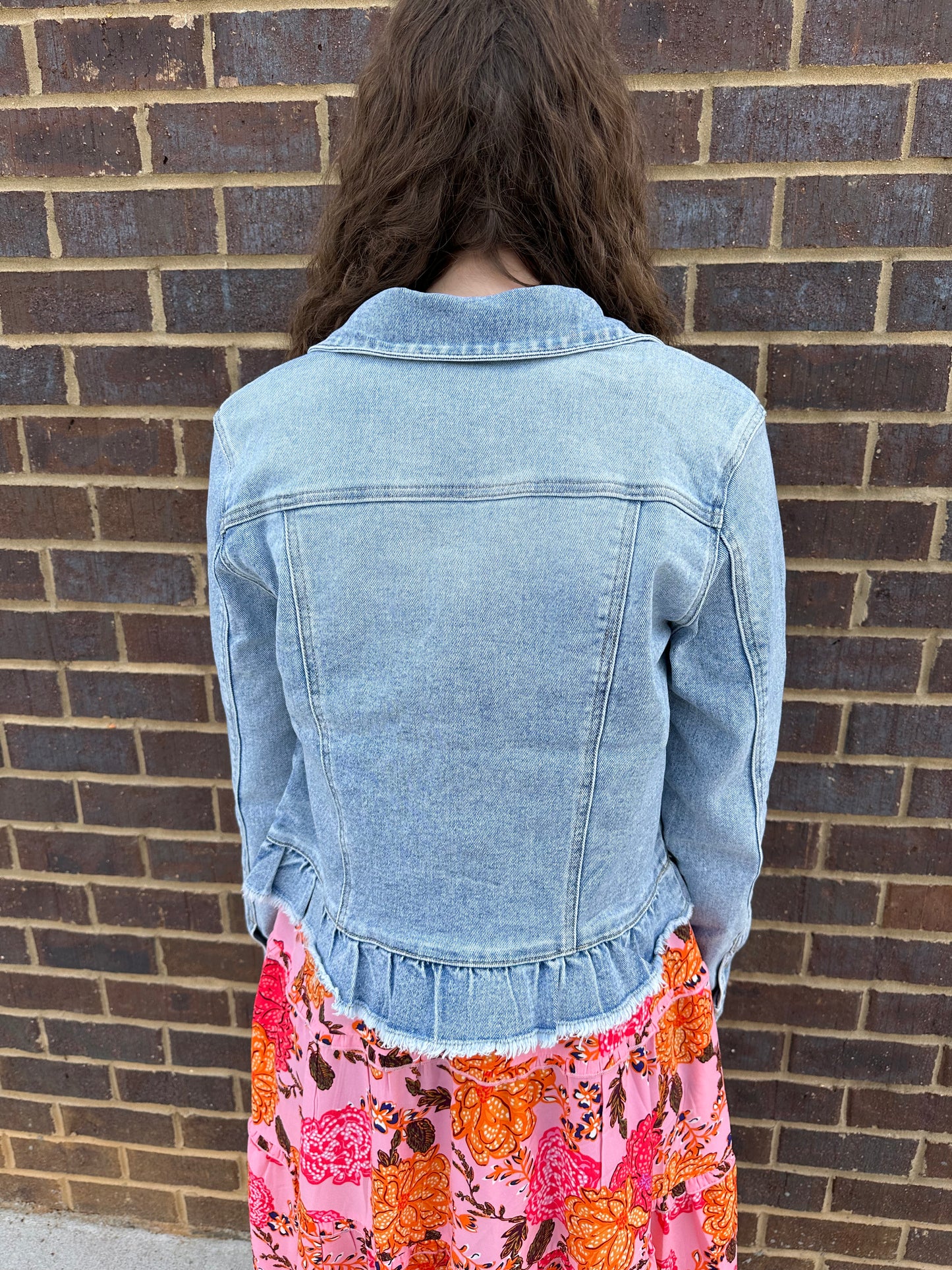 Ruffle Bottom Denim Jacket