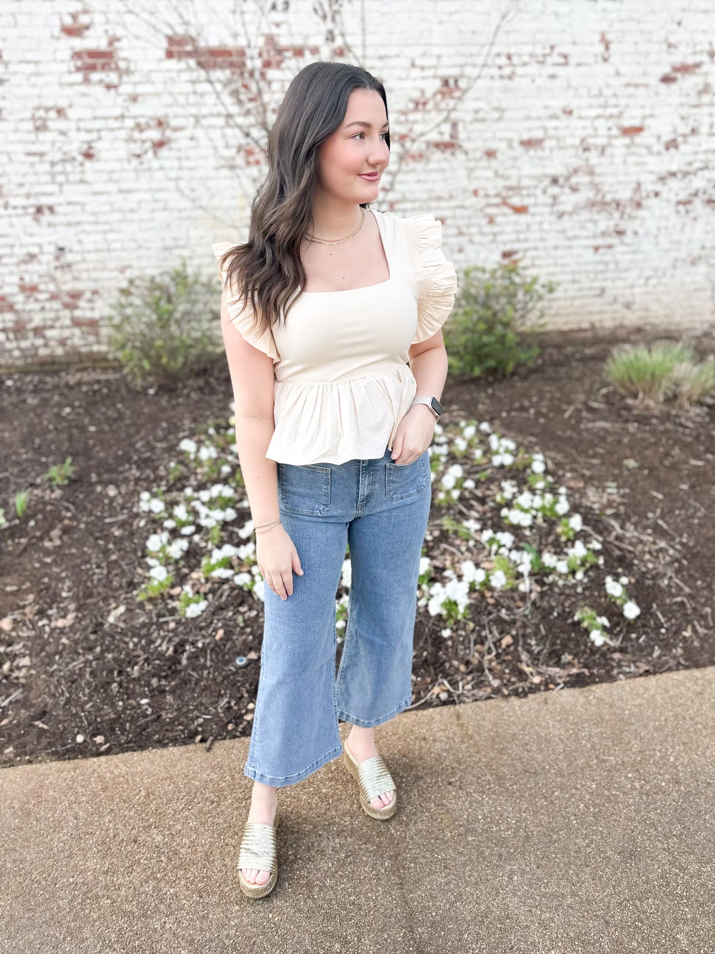 Square Neckline Ruffled Top