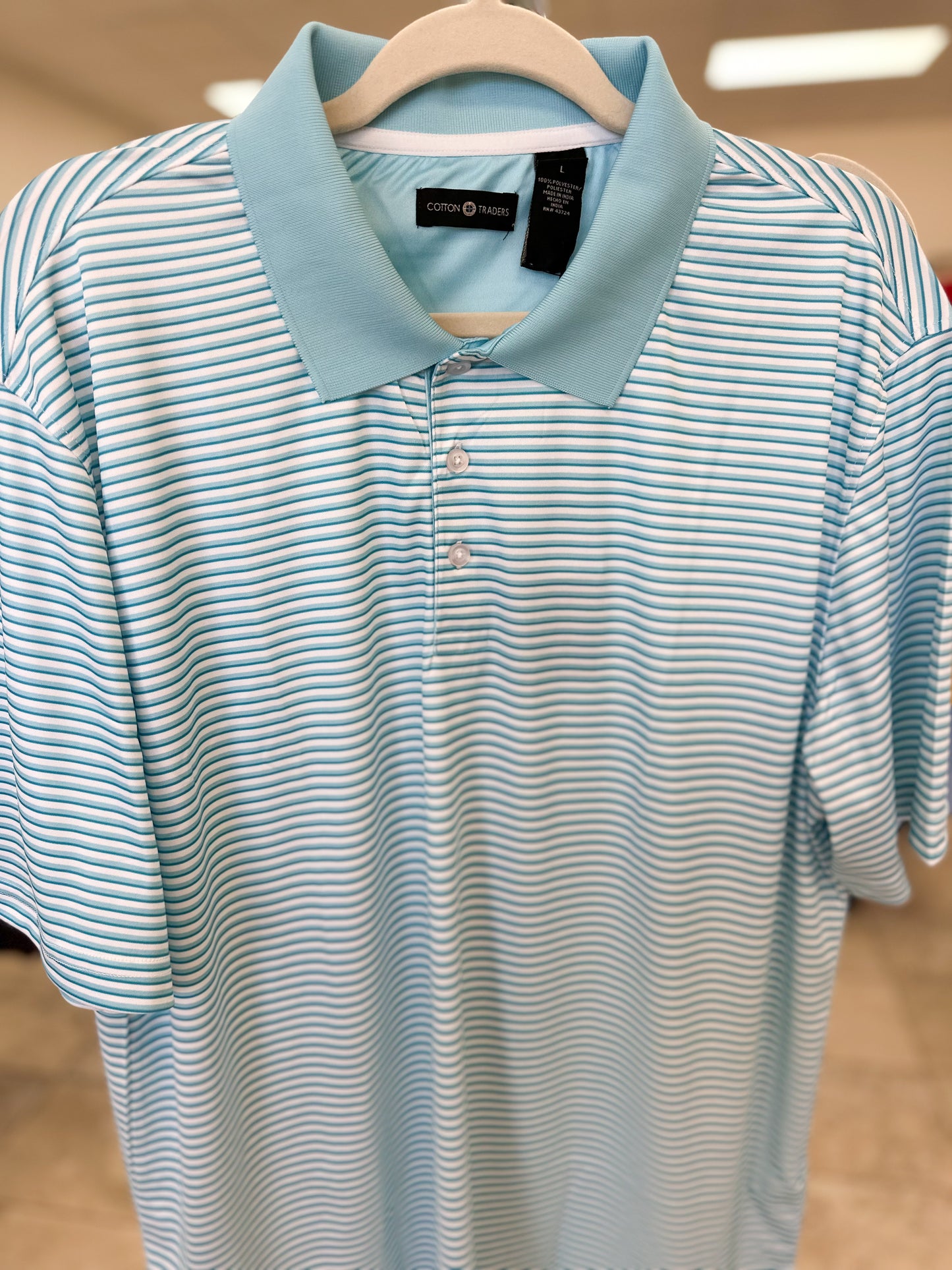 Aqua Stripe Performance Polo