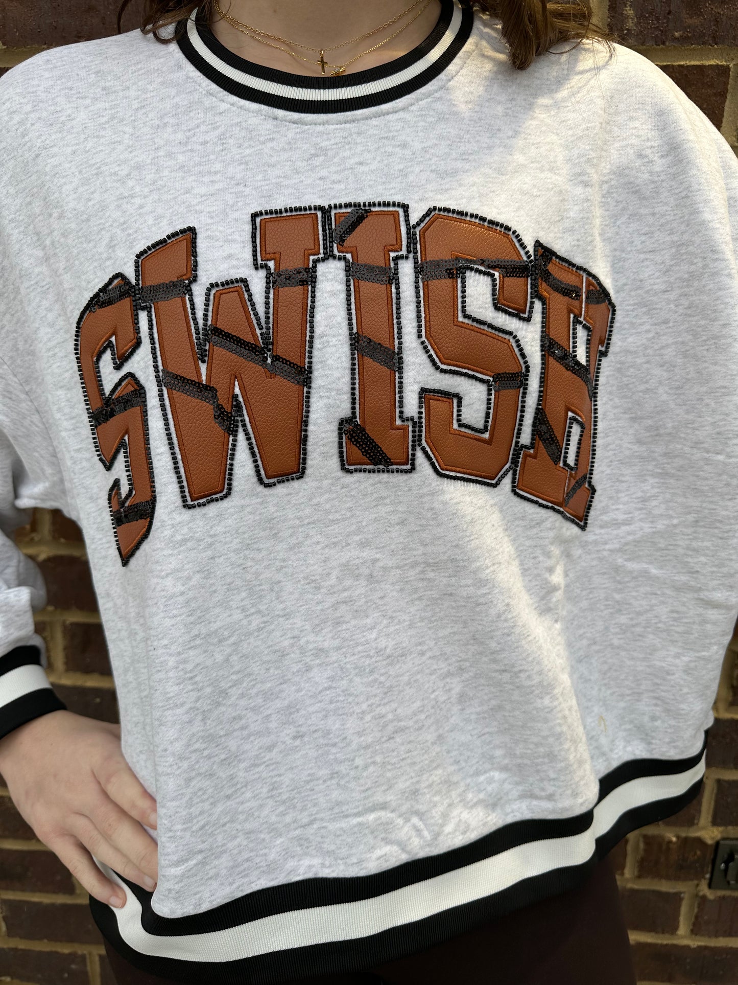 Queen of Sparkles Grey Swish Basketball Sweatshirt