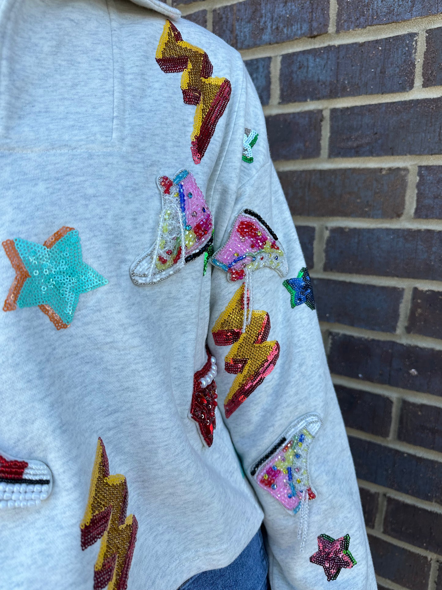 Queen of Sparkles Sneaker & Lightning Bolt Sweatshirt