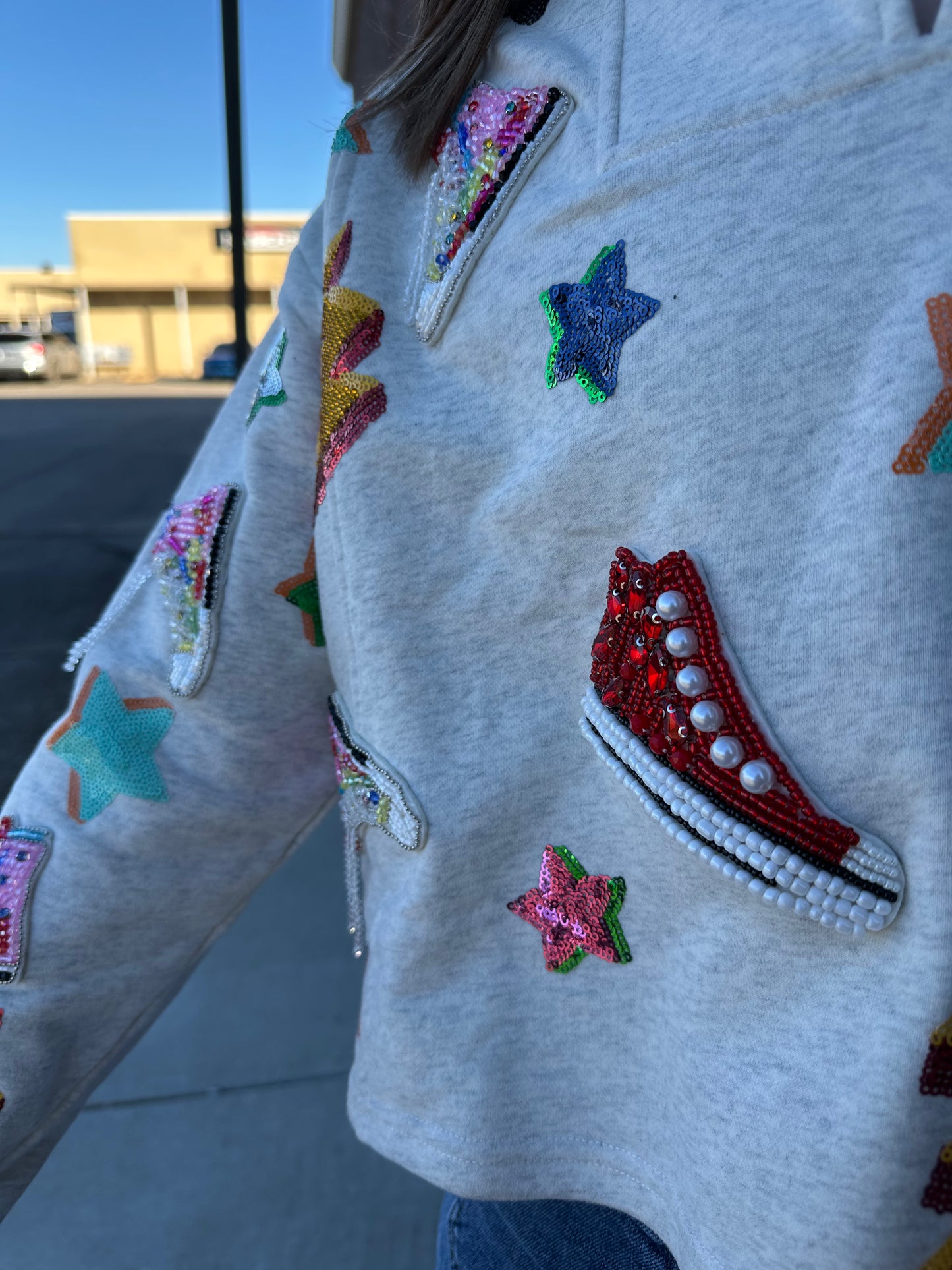 Queen of Sparkles Sneaker & Lightning Bolt Sweatshirt
