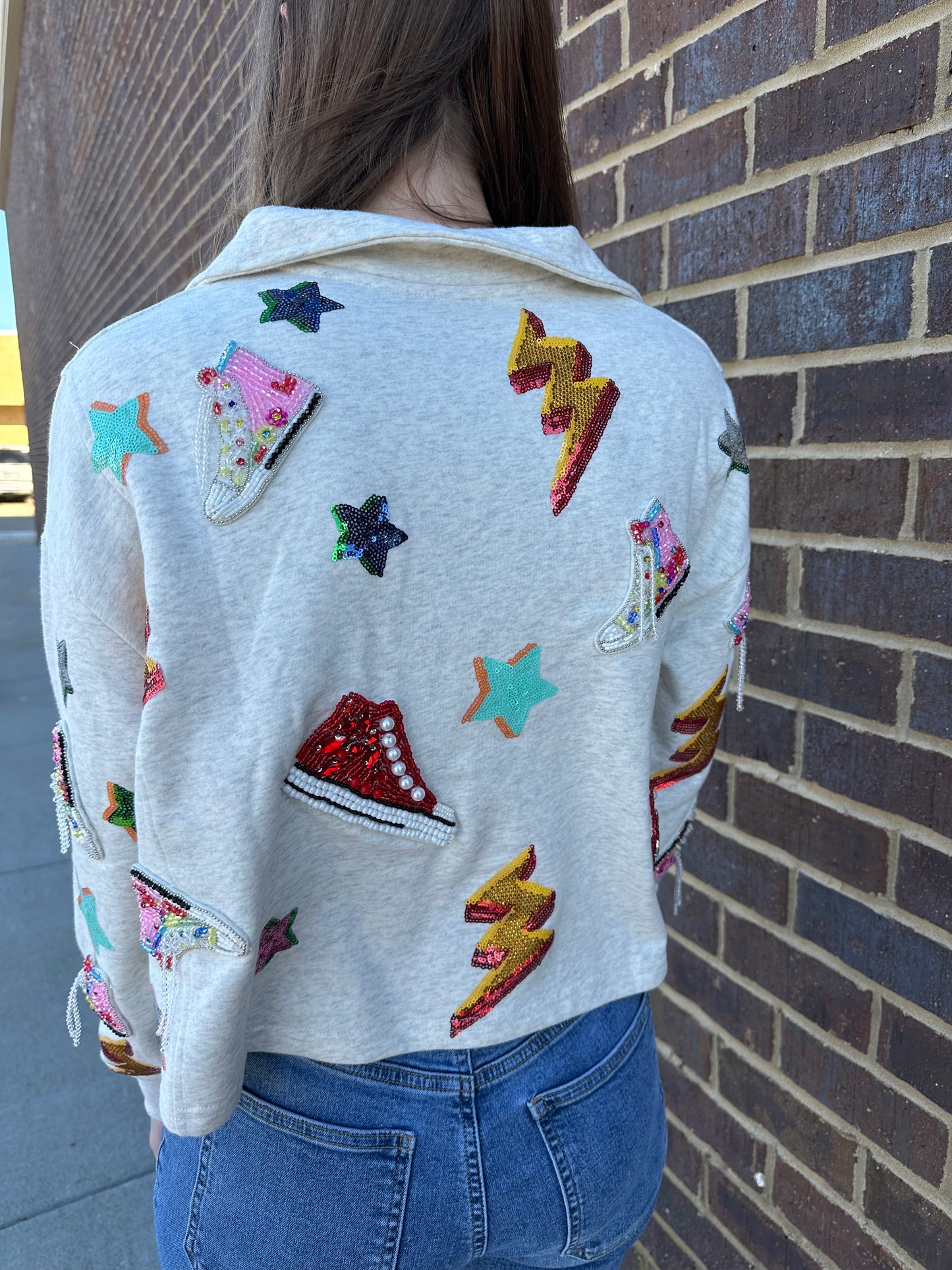 Queen of Sparkles Sneaker & Lightning Bolt Sweatshirt