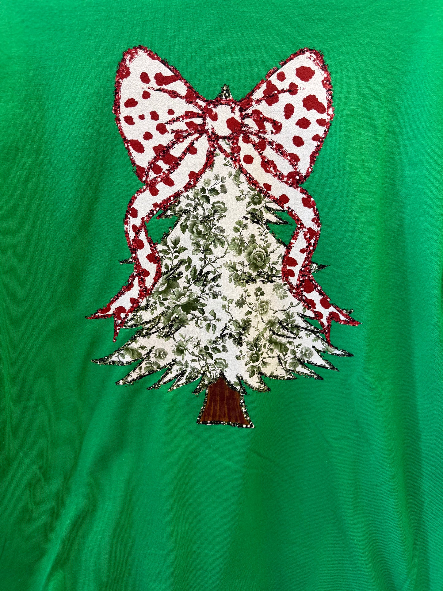 Green Toile Christmas Tree Tee