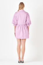 Lilac Puff Sleeve Shirt Dress