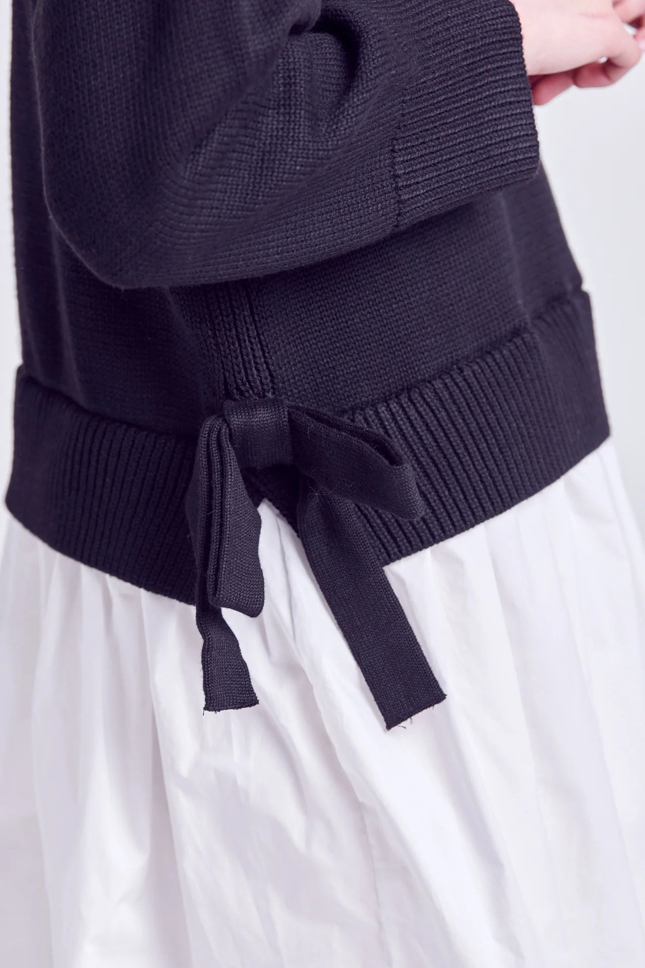 Side Tie Mixed Media Mini Dress