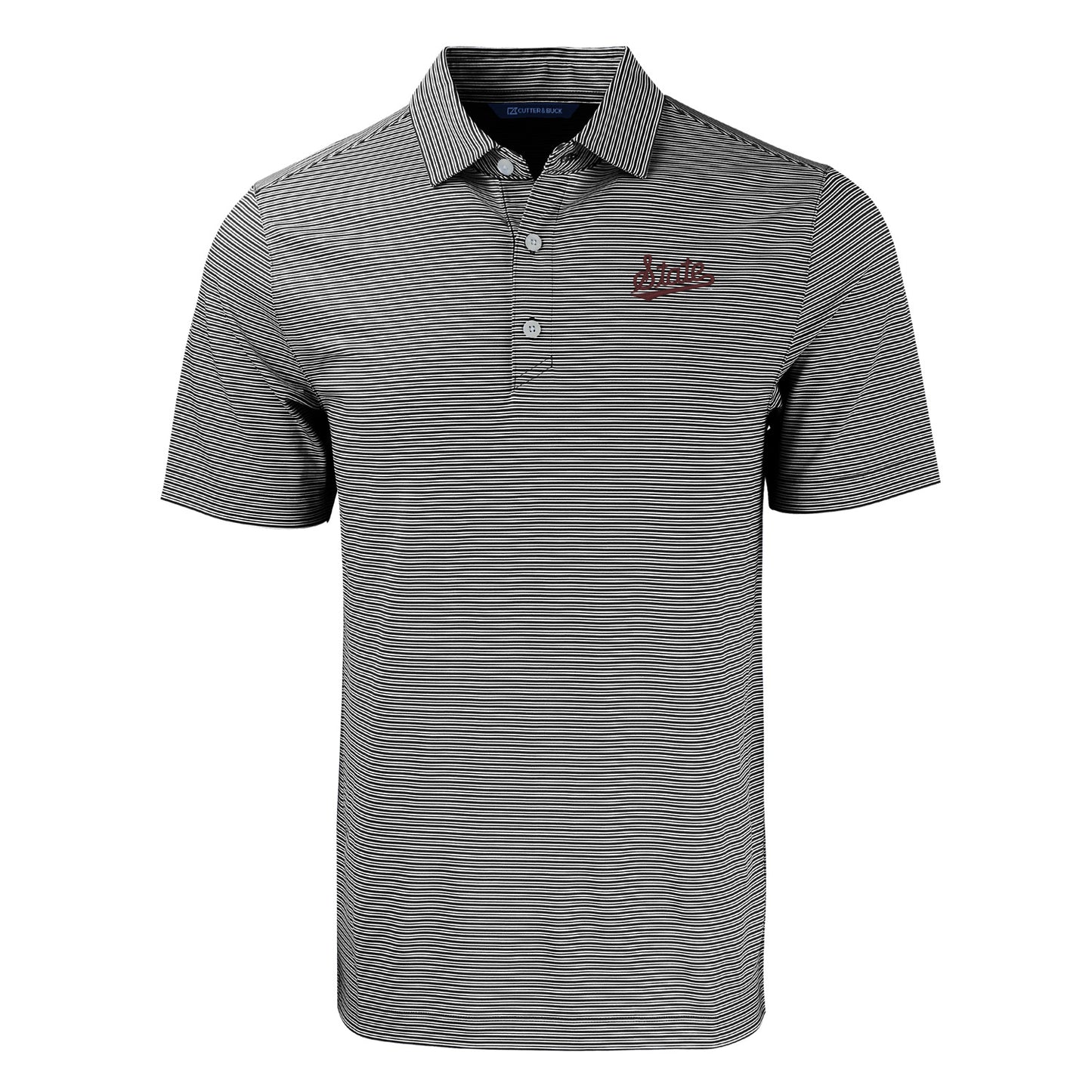 State Script Black/White Double Stripe Polo