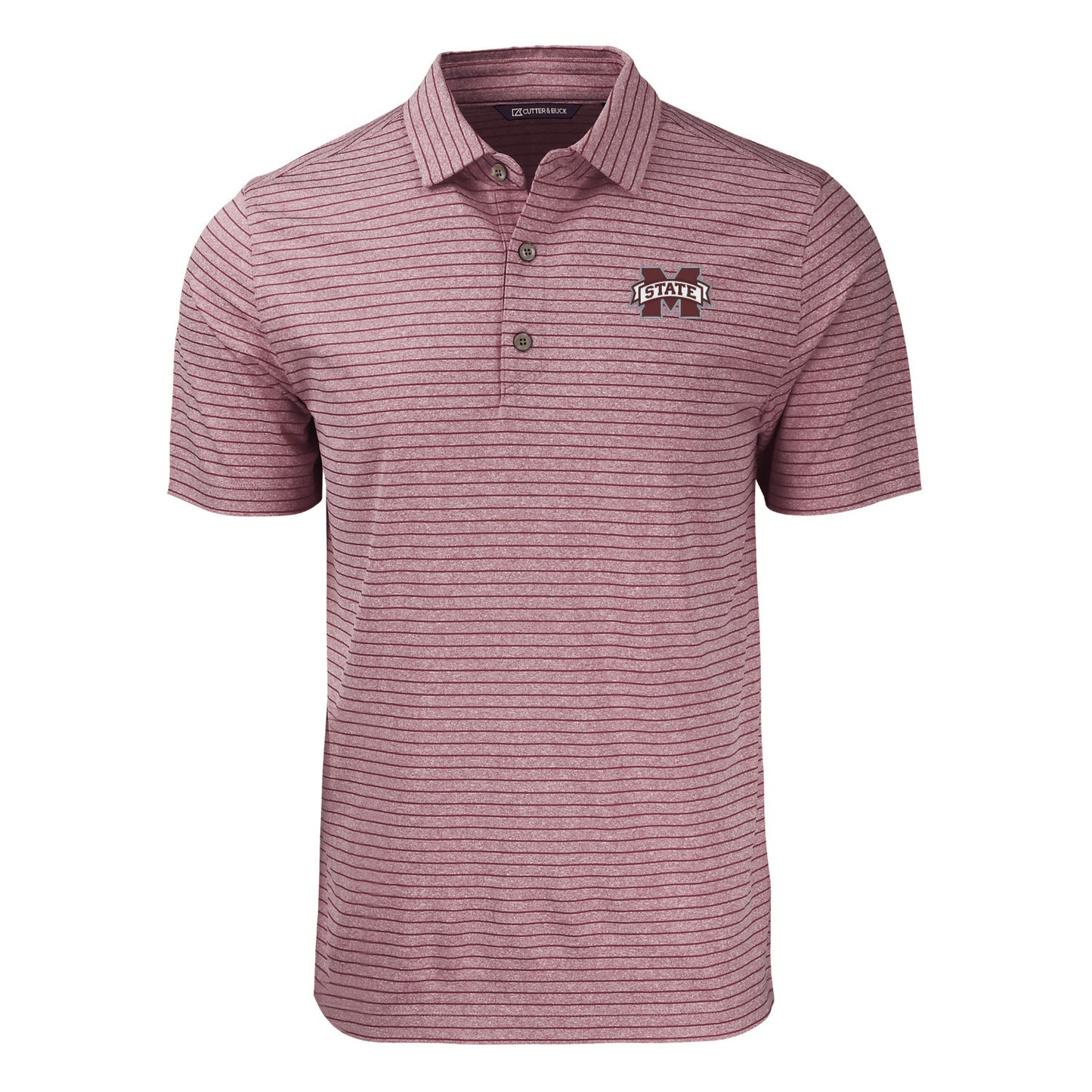 M State Maroon Heathered Stripe Polo