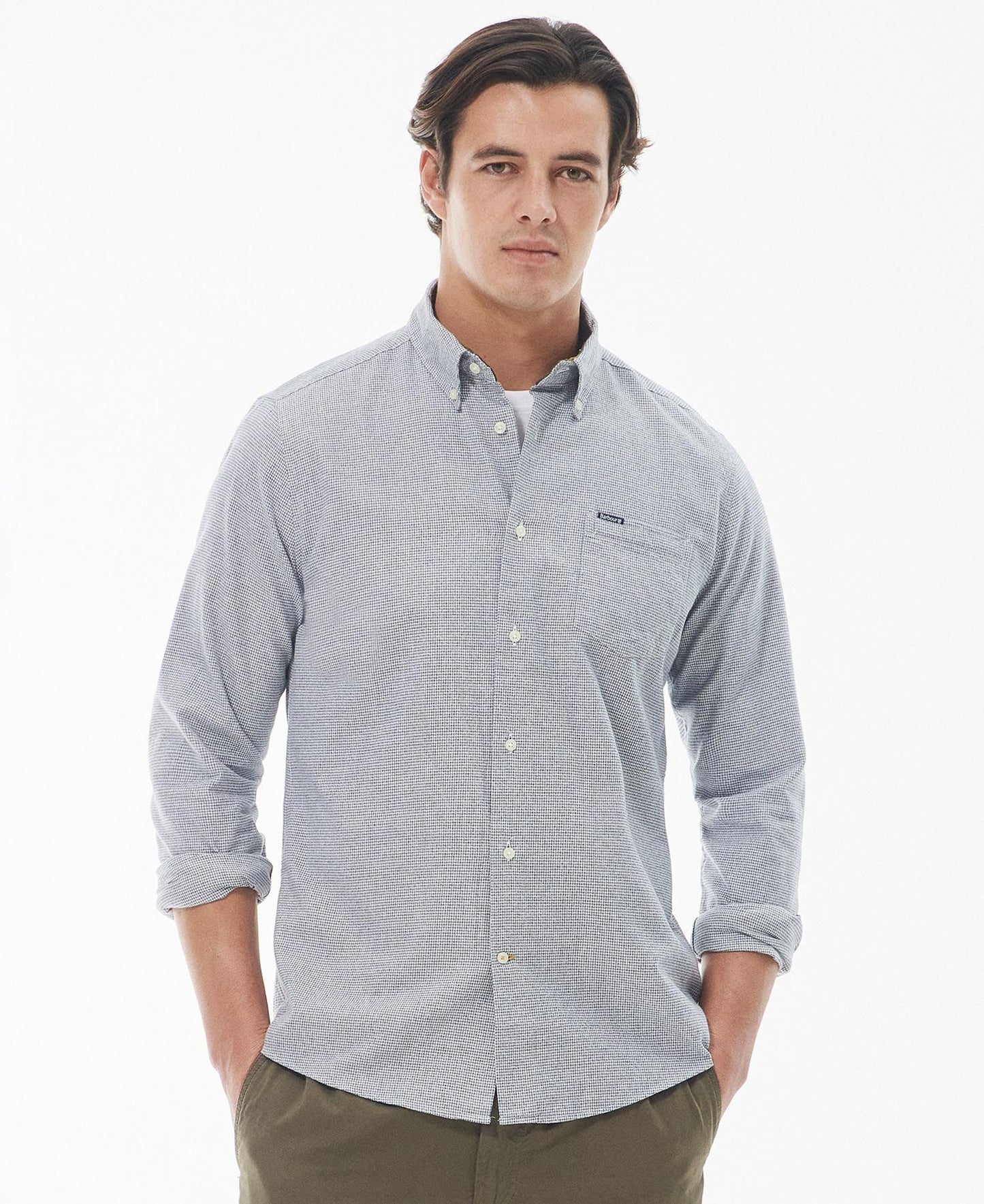 Turner Tailored Houndstooth Navy Button-up