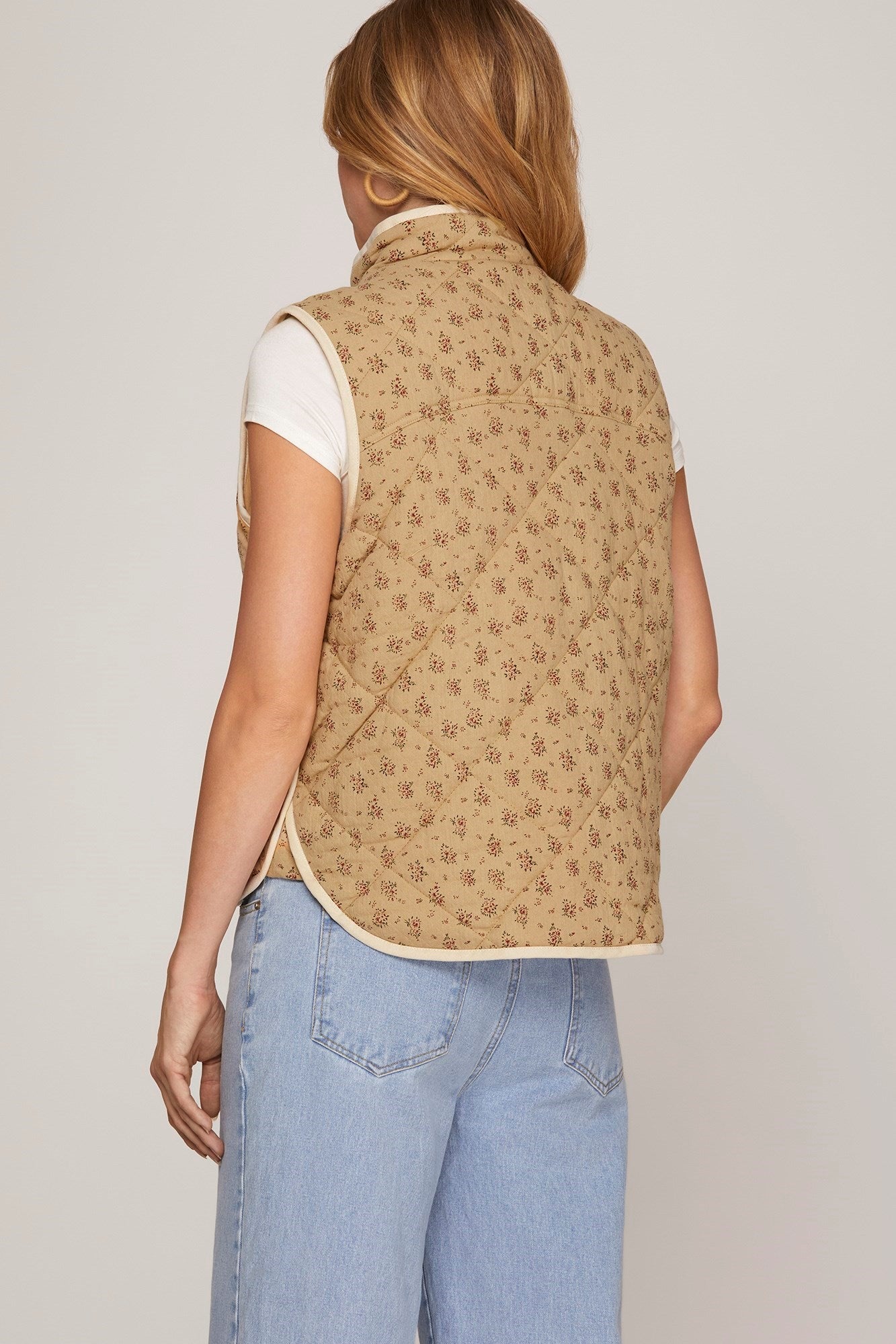 Taupe Floral Vest