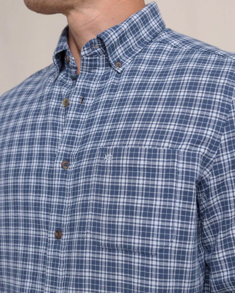 Barnwell Plaid LS Sport Shirt - Triumph Blue