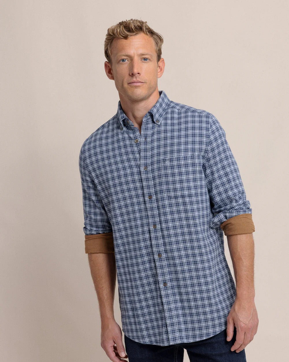 Barnwell Plaid LS Sport Shirt - Triumph Blue
