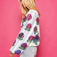 Queen of Sparkles Blue & White Stripe Hibiscus Cardigan